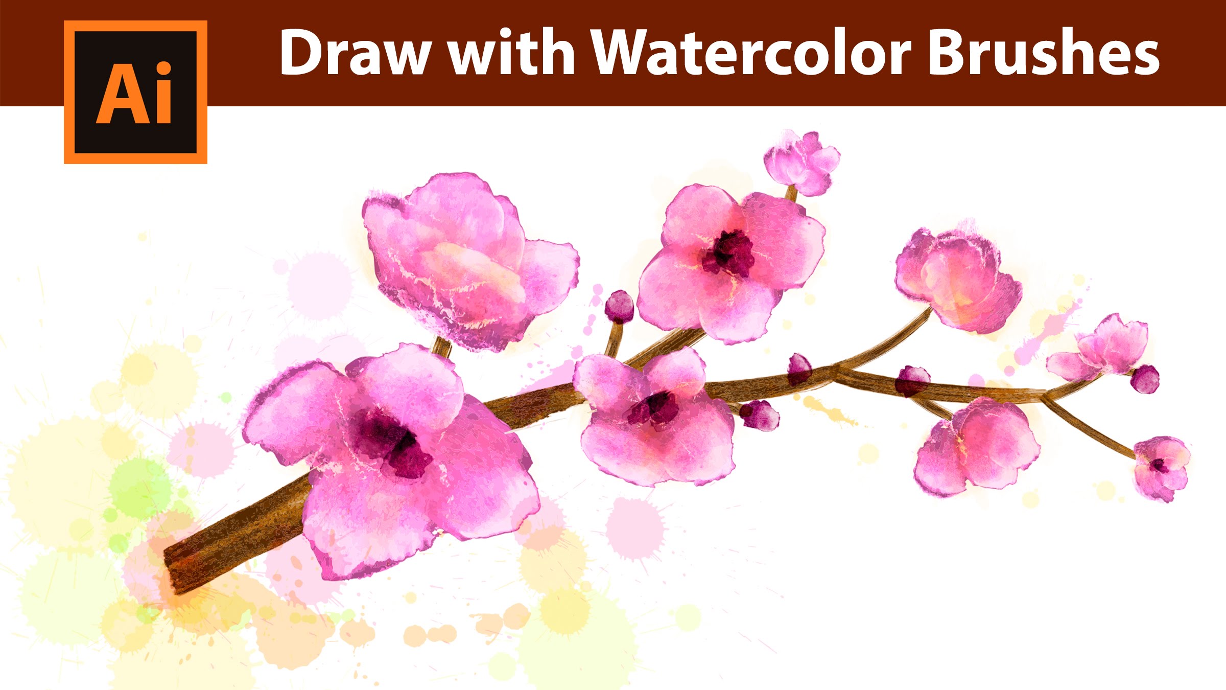 Adobe Illustrator - Watercolor Drawing Tutorial - Pink Spring ...