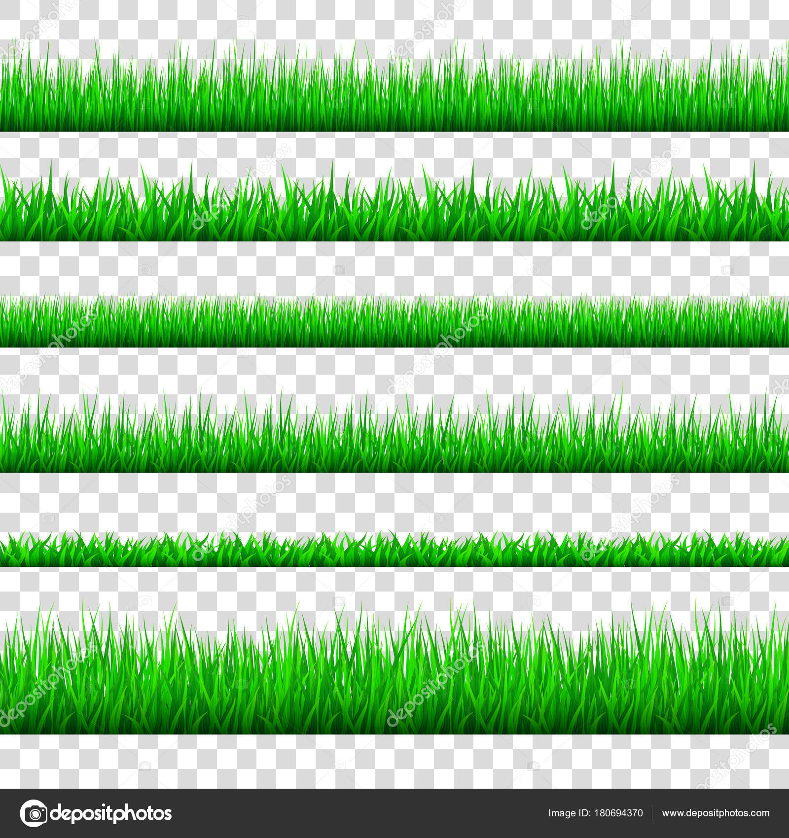Spring green grass borders set isolated on transparent backg — Stock ...
