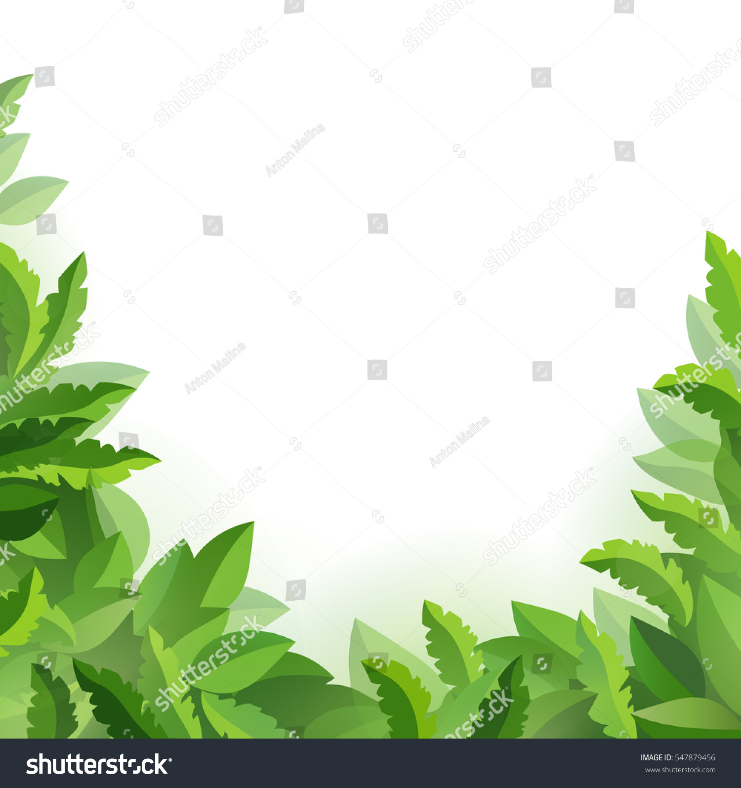 Fresh Greenery Background Spring Leaves Stock Vector 547879456 ...