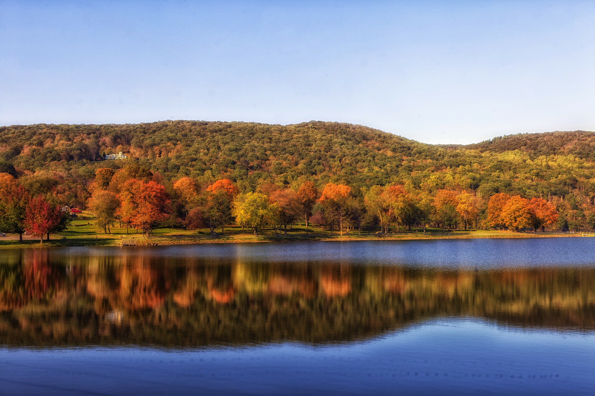Squantz Pond, Autumn, Flow, Lake, Landscape, HQ Photo
