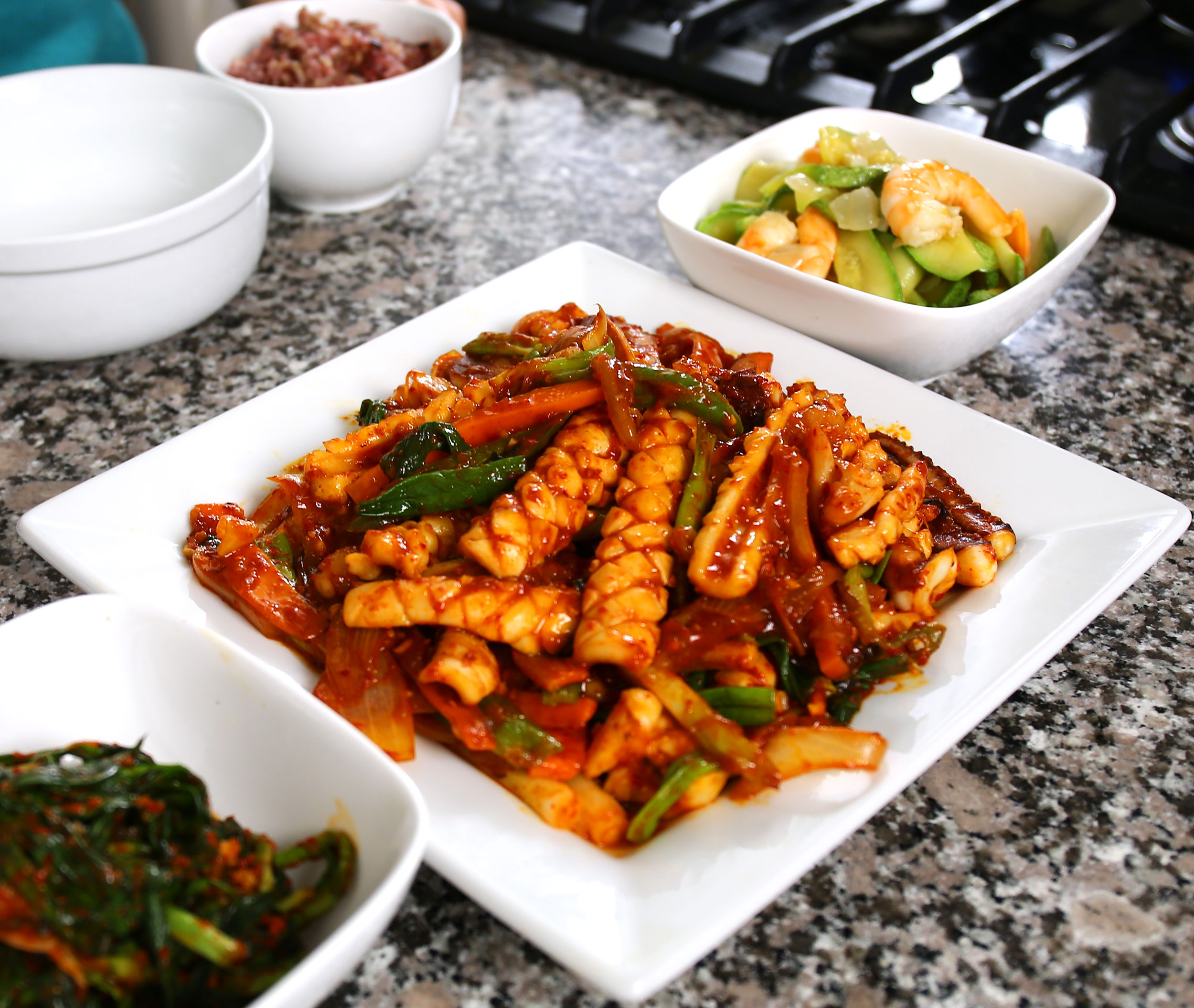 Spicy stir fried squid (Ojingeo-bokkeum) recipe - Maangchi.com