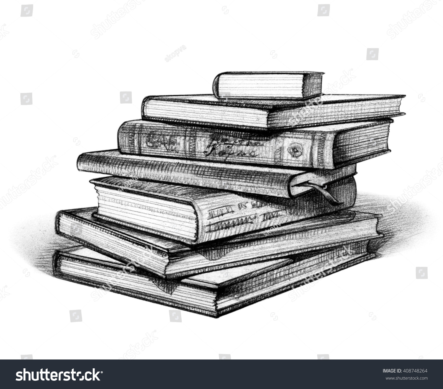 Stack Books Isolated On White Hand Stock Illustration 408748264 Avec ...