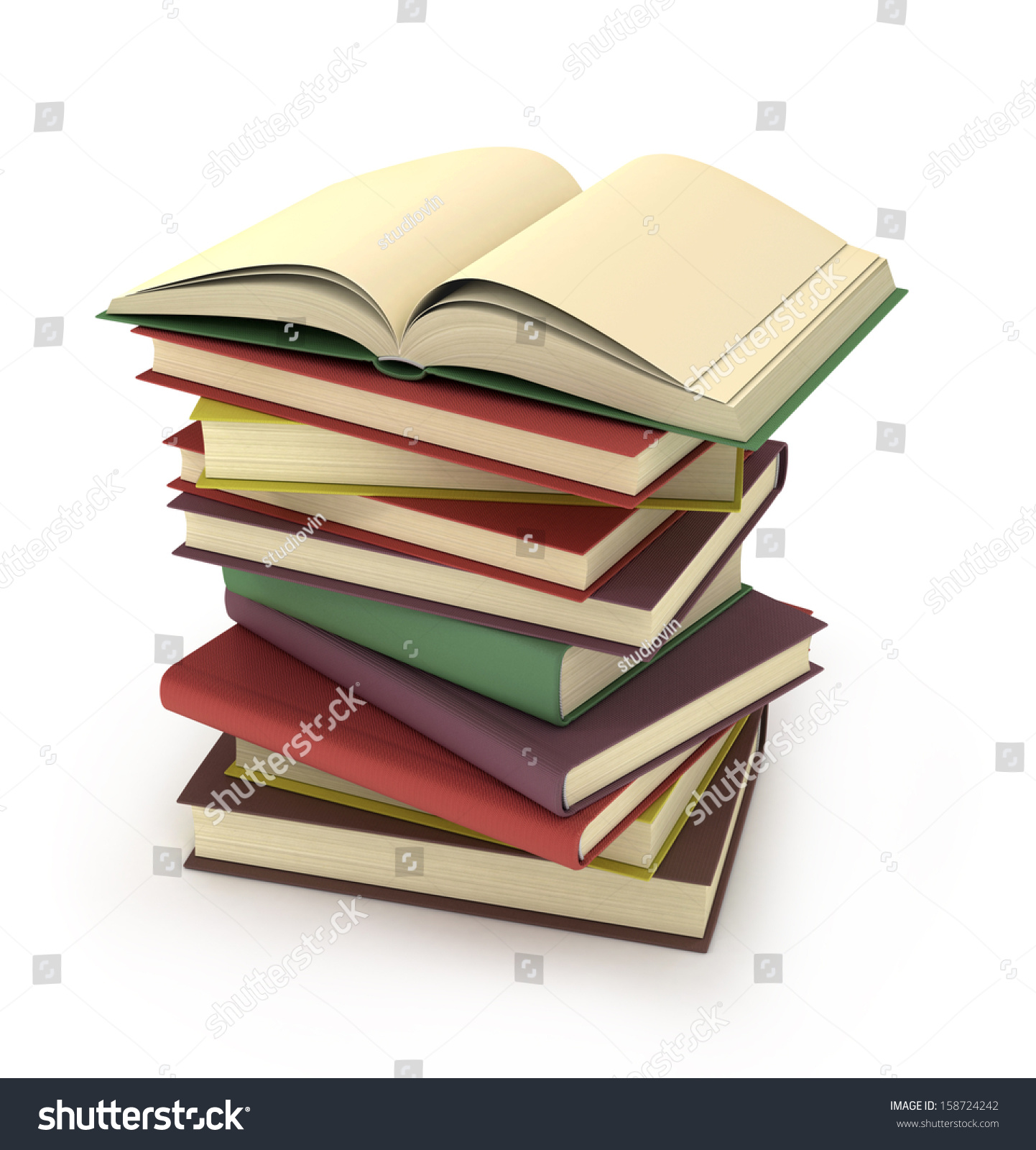 3d Stack Books Isolated On White Stock Illustration 158724242 ...