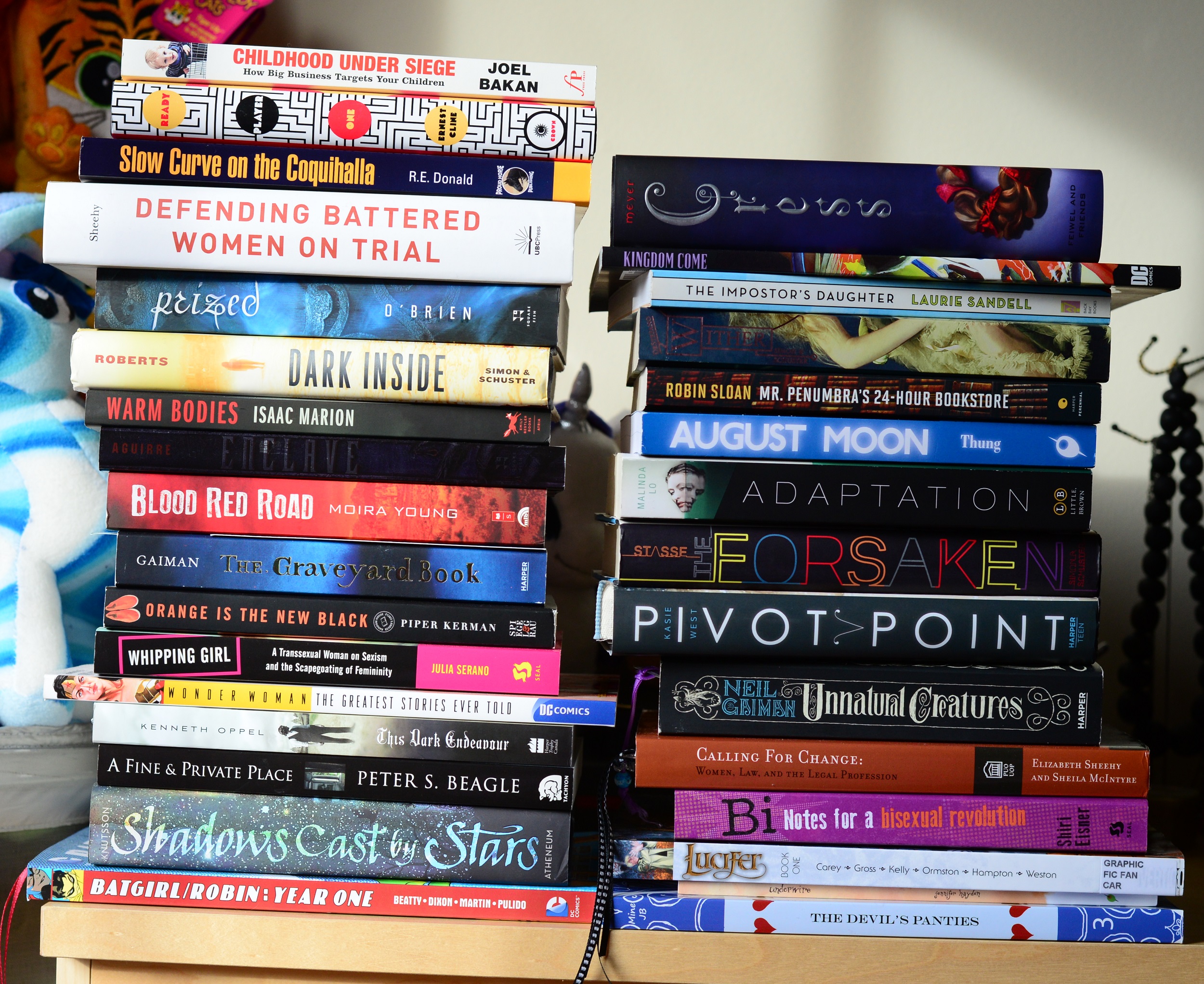 Buried Under a Pile of Books and Work | Maggie's Towering Pile of Books