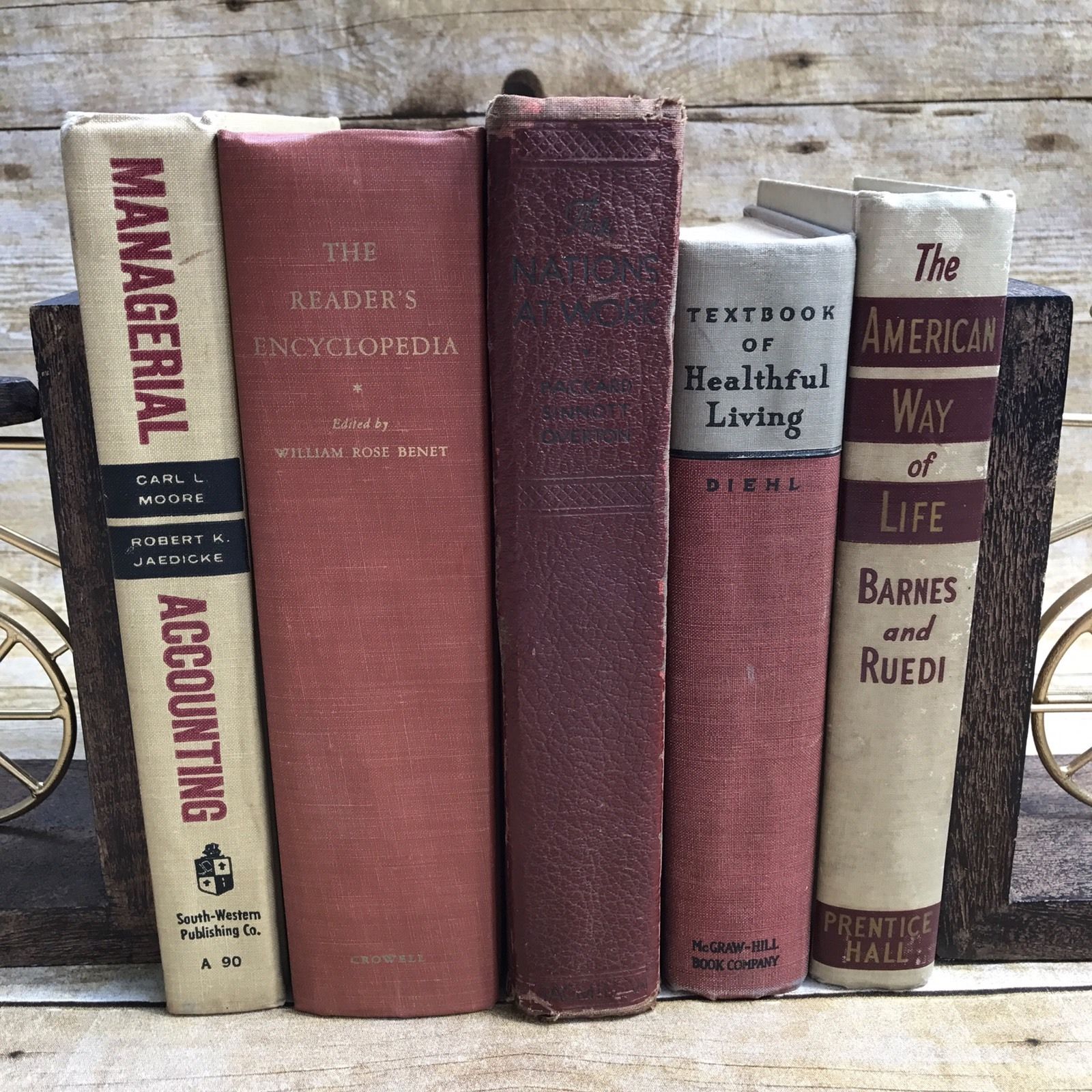Lot Lot Of 5 Vintage Books Red Tan Wedding Library Farmhouse Decor ...