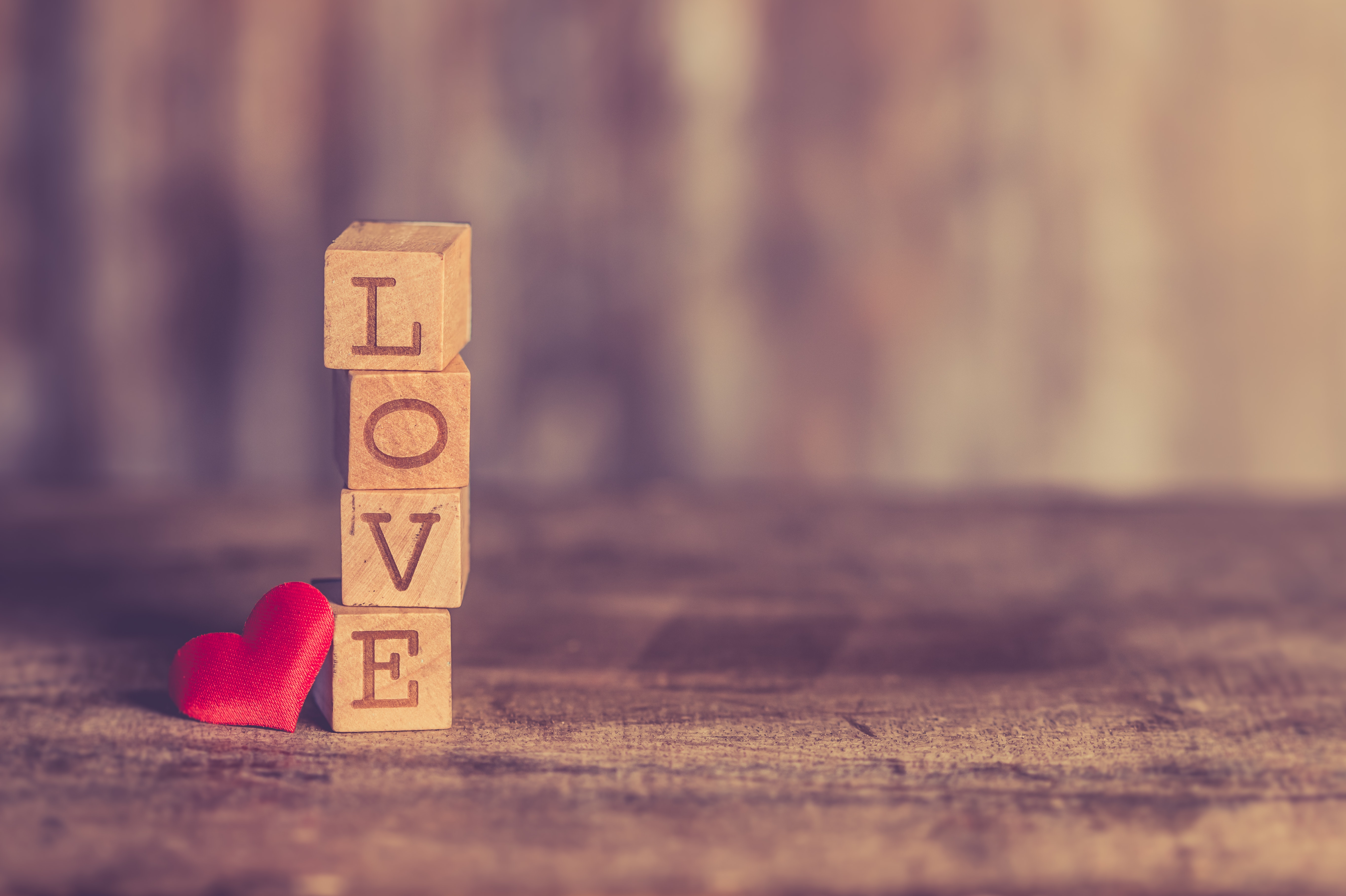 Stack of love wooden blocks photo
