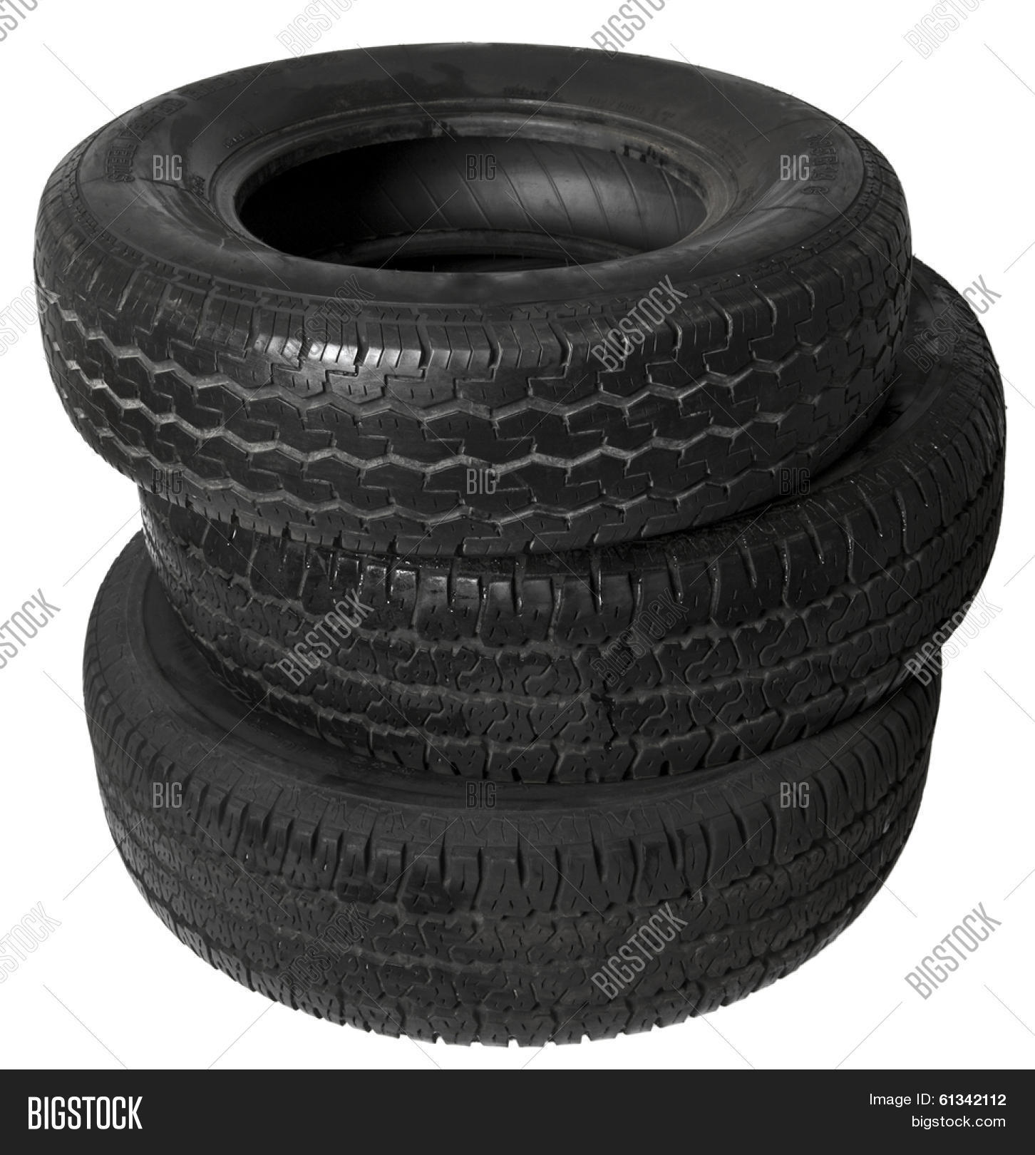 Stack Tires On White Image & Photo | Bigstock