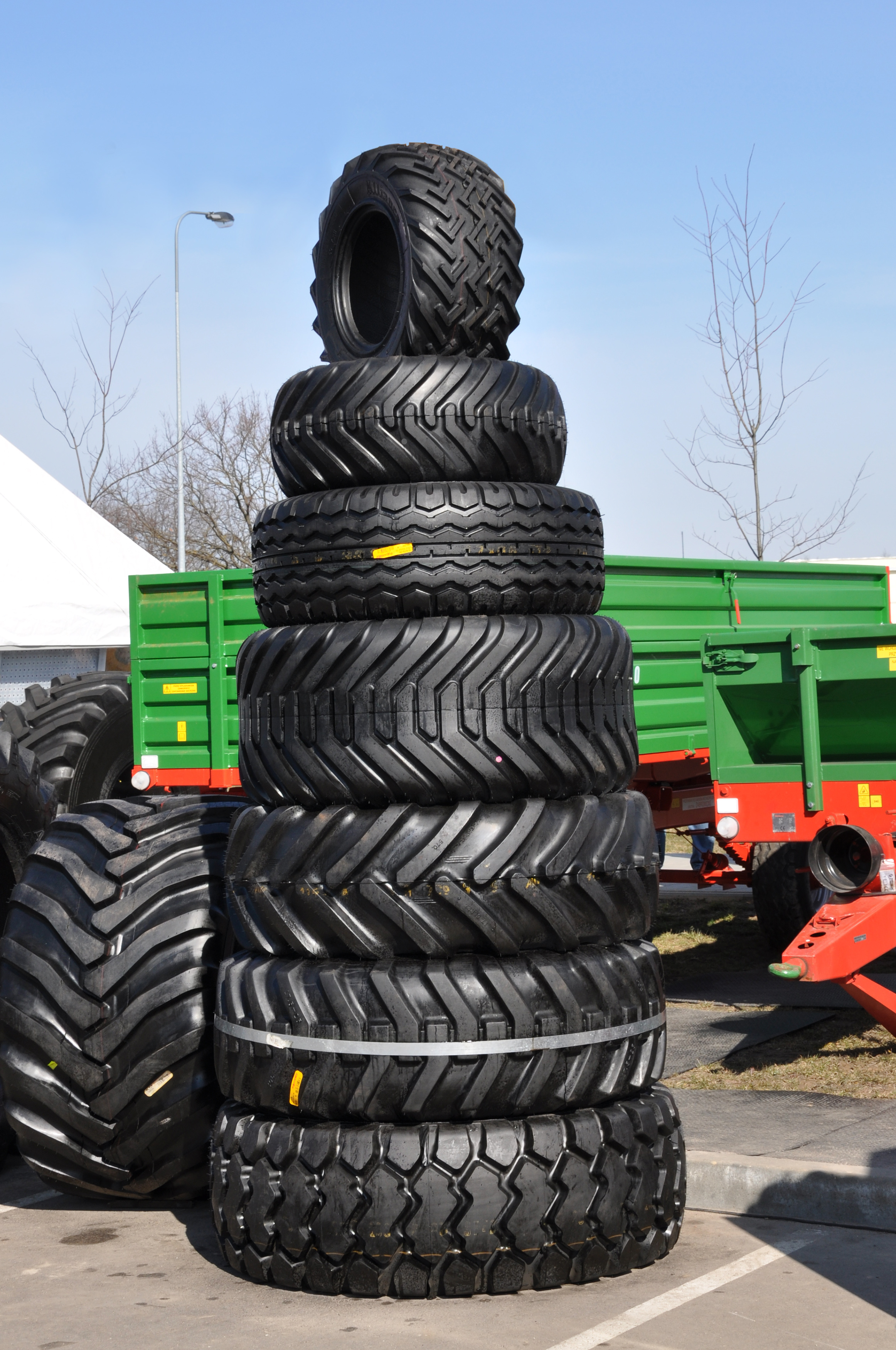 Stack of tractor tyres photo