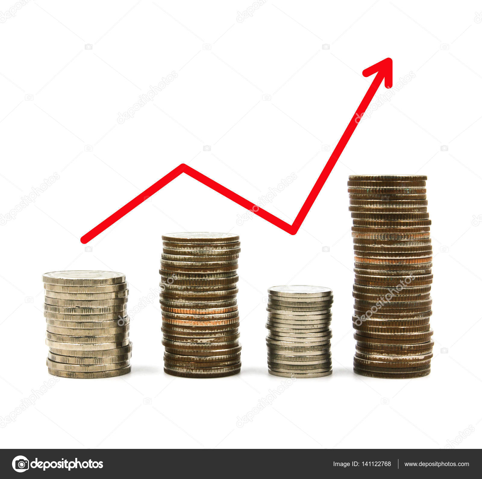 stacked coins graph arrow — Stock Photo © doraclub #141122768