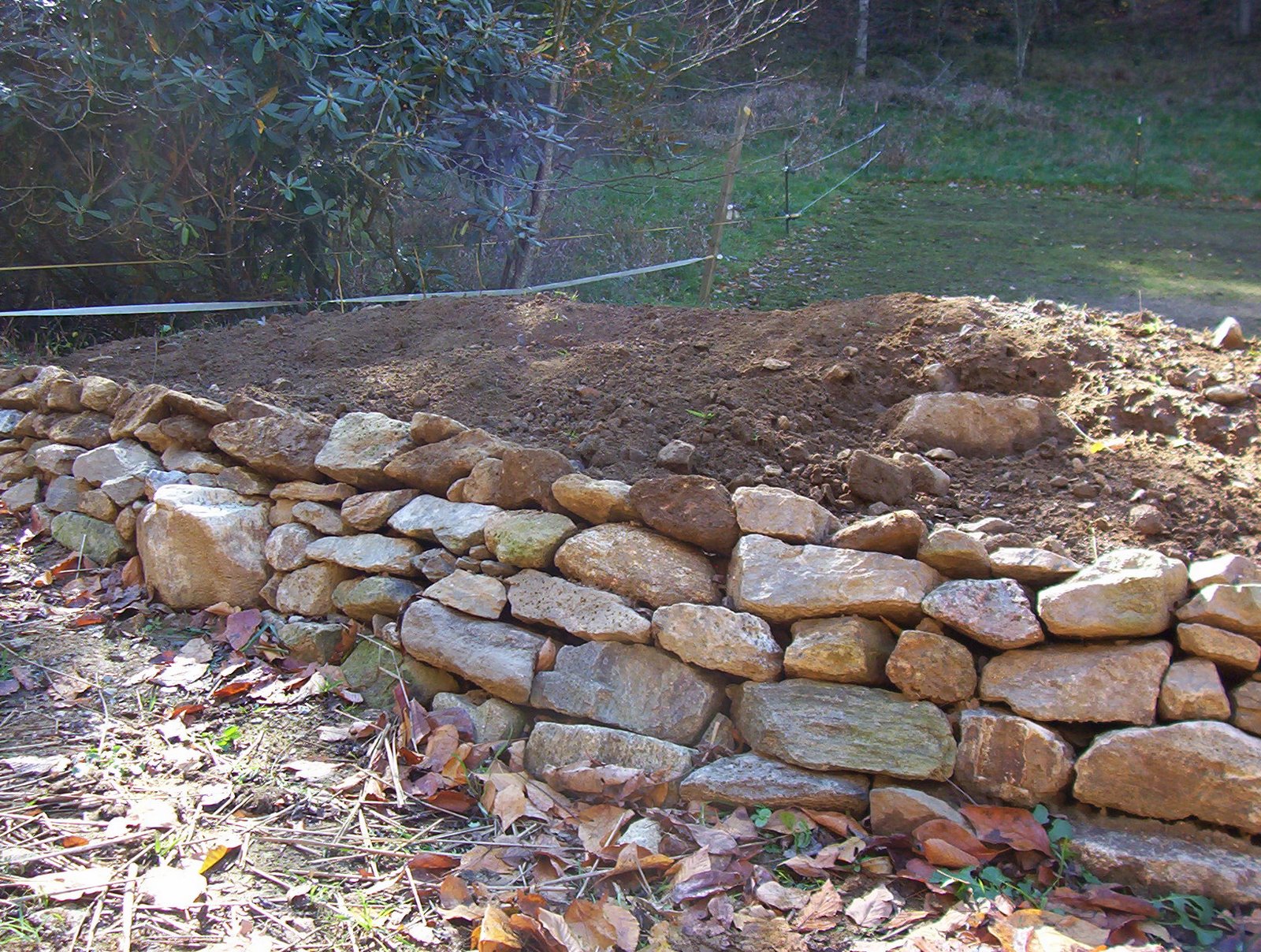 Stacked stone wall photo