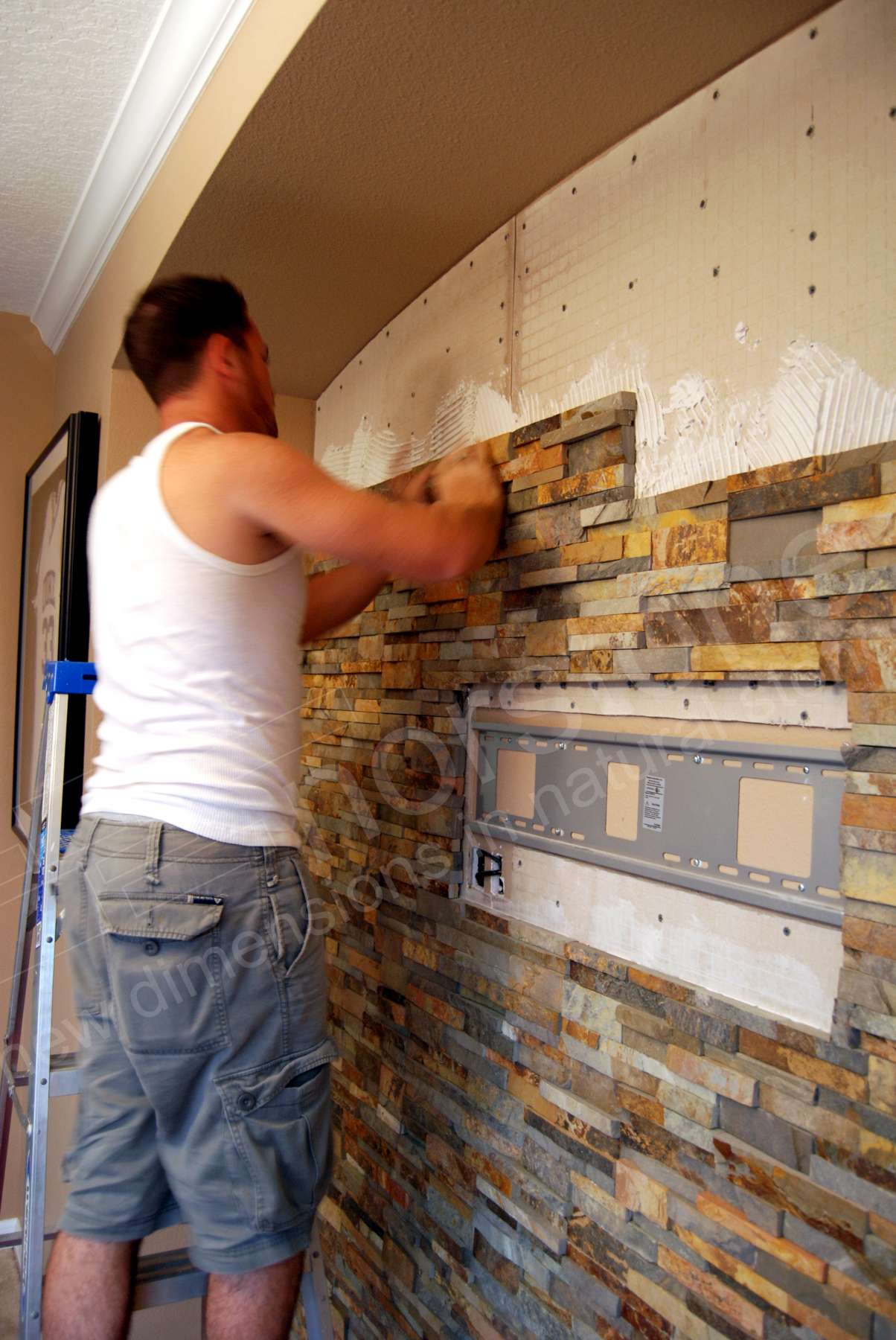 How to Install a TV on a Stacked Stone Wall - Norstone Blog