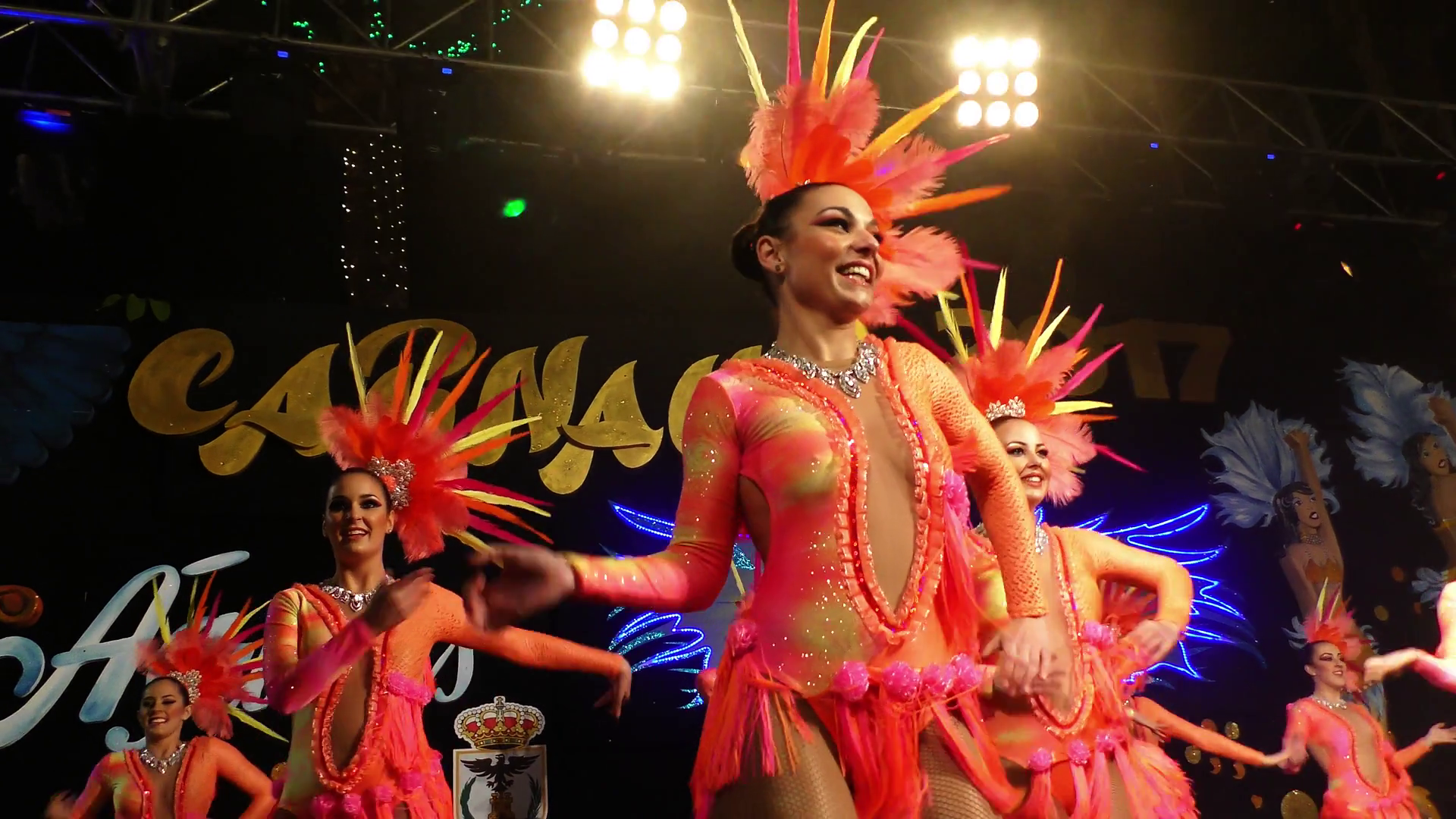 Dancers dressed like energetic impressive Brazilian Samba performers ...