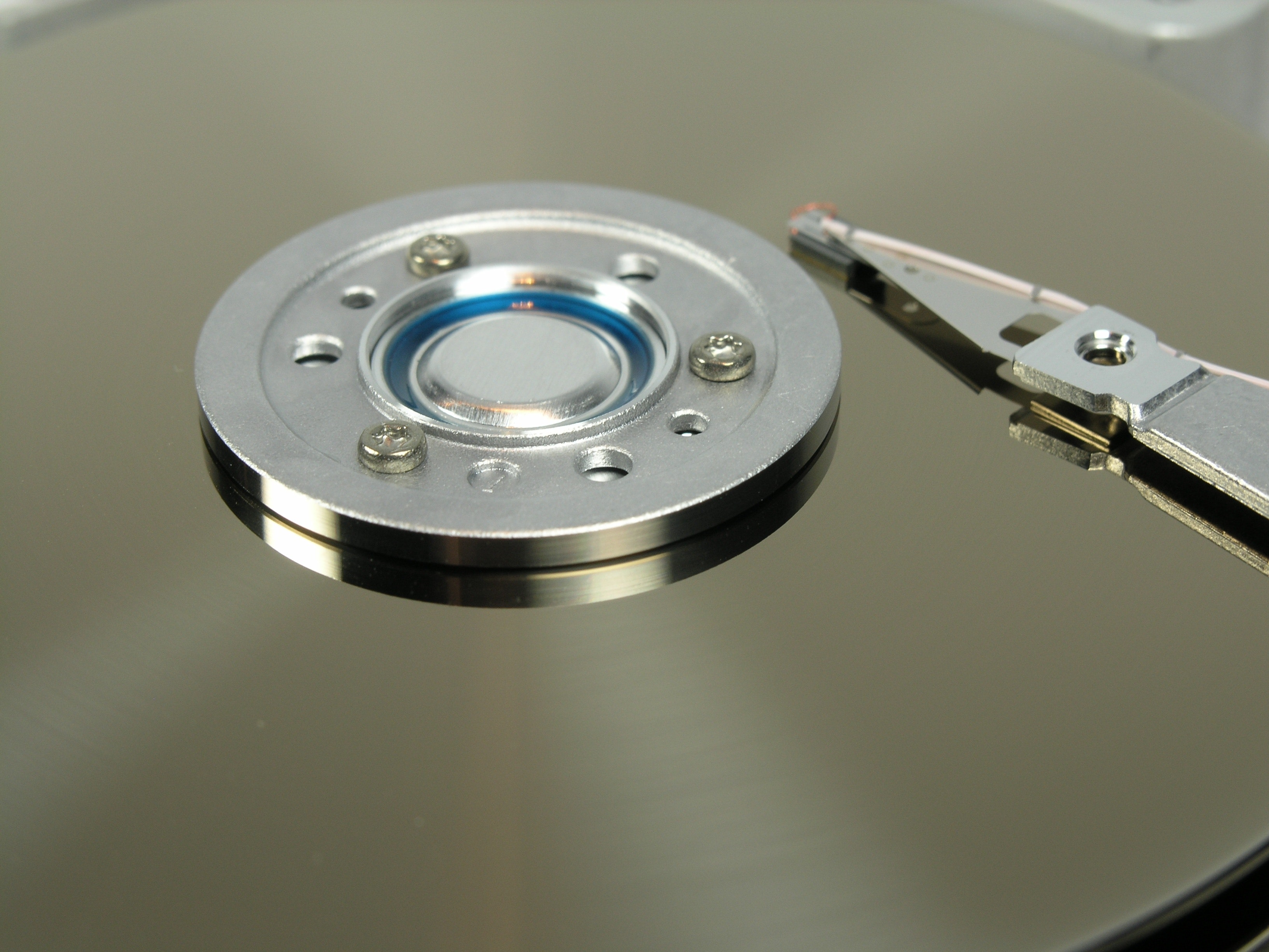 Stainless steel hard disc drive interior photo