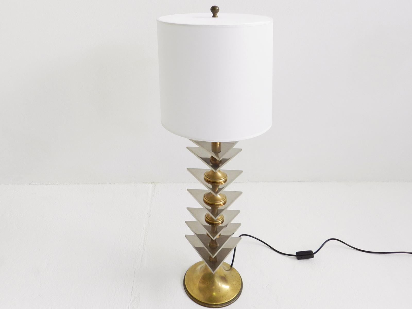 Large Italian Brass and Stainless Steel Table Lamp, 1960s for sale ...