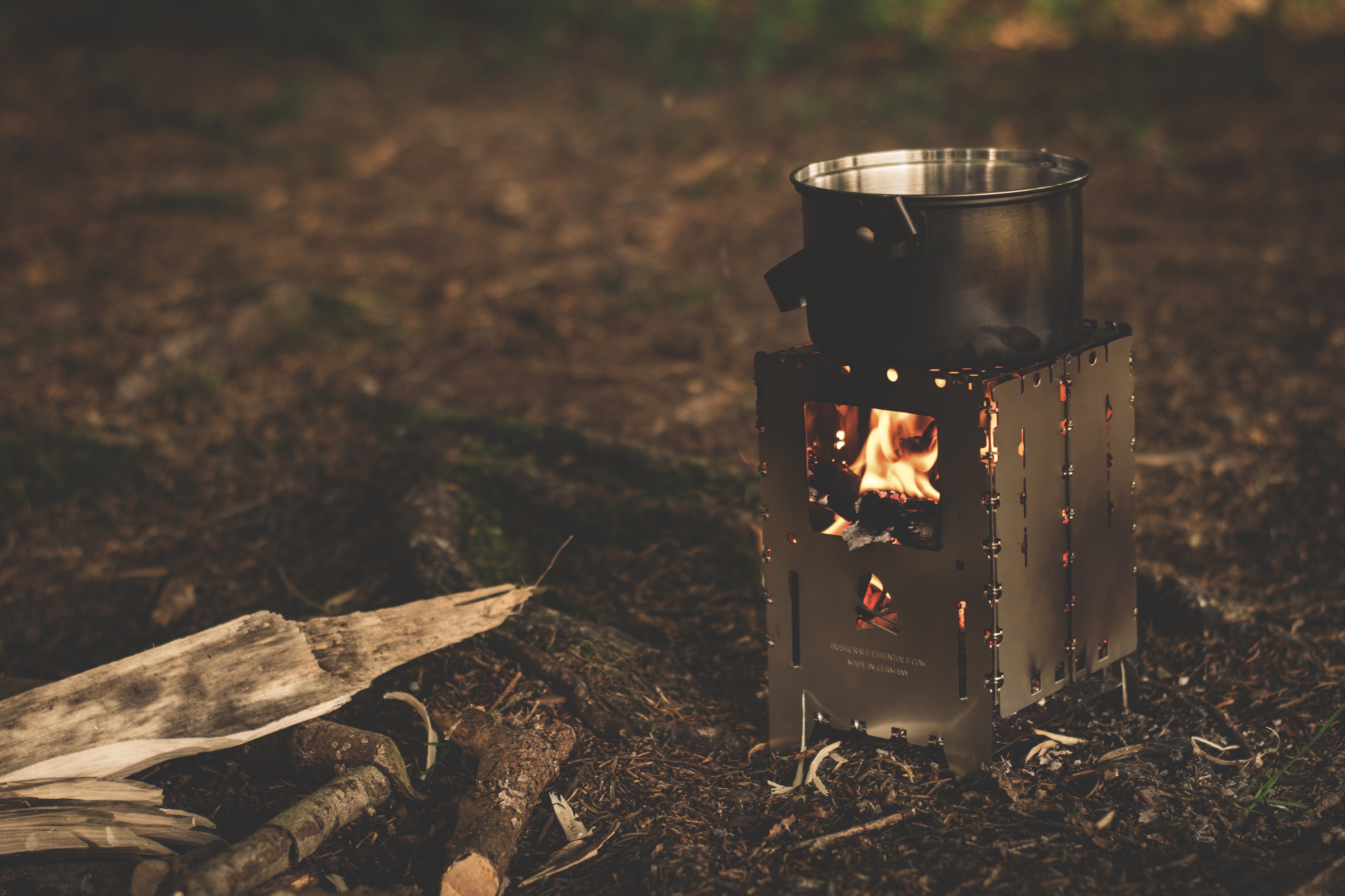 Stainless Steel Pot on Brown Wood Stove Outside during Night Time, Burnt, Bushcraft, Camping, Cooking, HQ Photo