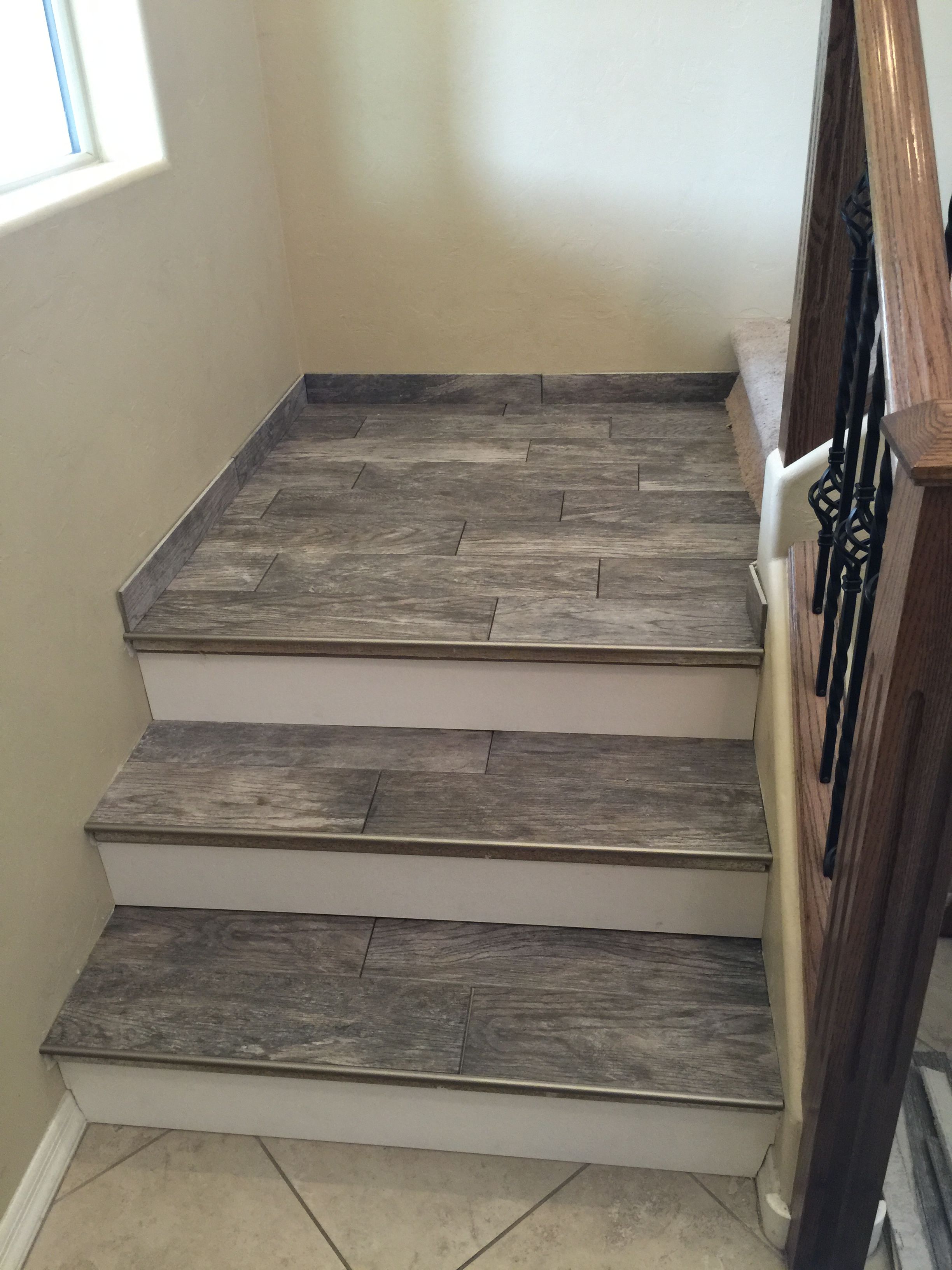 Porcelain wood look tile stairs | Design and build | Pinterest ...