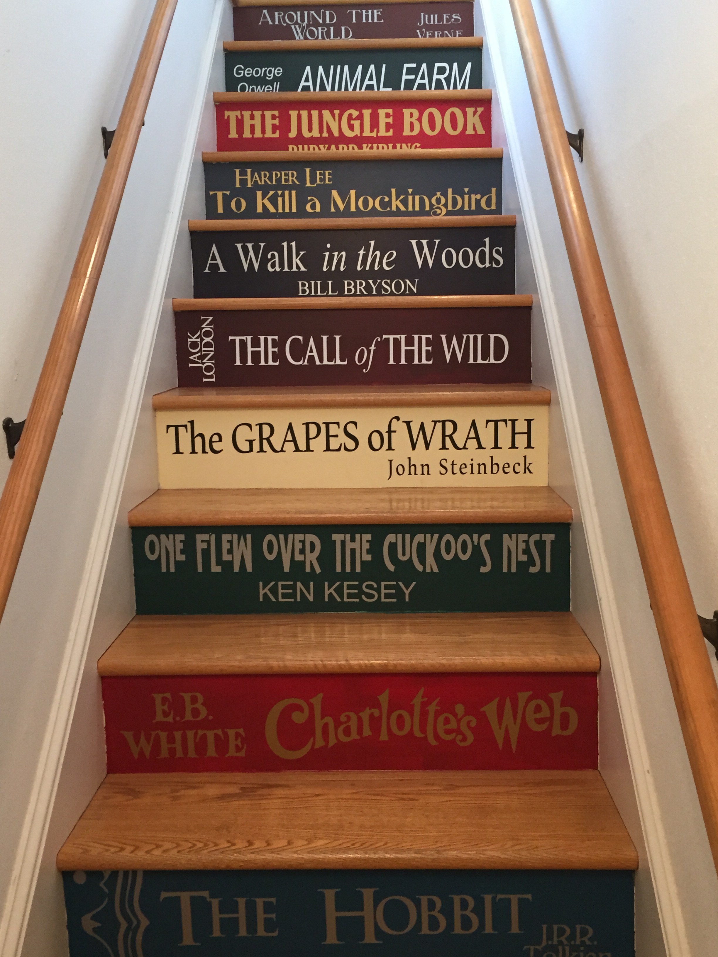 Vinyl Lettering for DIY Book Stairs