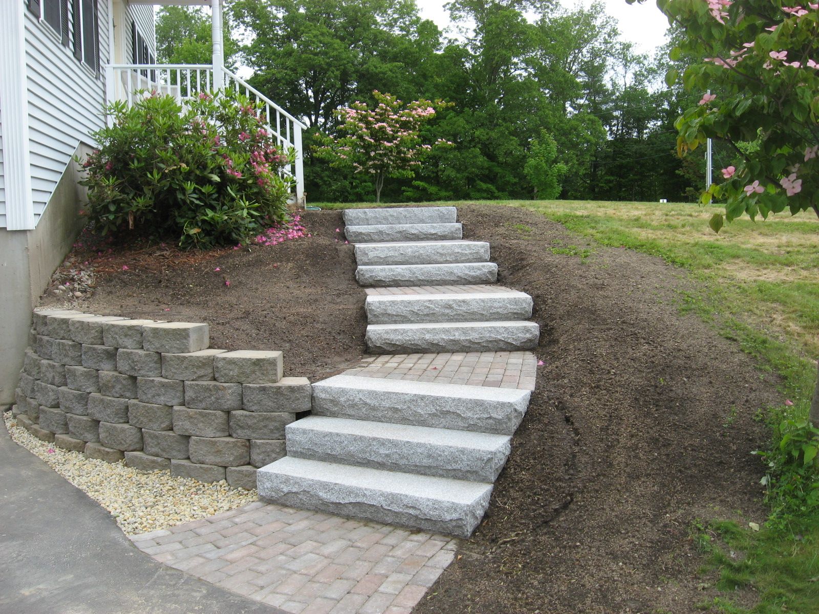 front yard stone walkways | Walkway, Retaining Wall, Granite Steps ...
