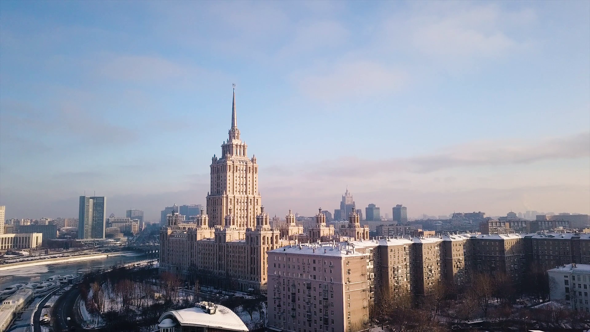 Stalin Skyscraper In Winter Moscow Aerials Stock Video Footage ...