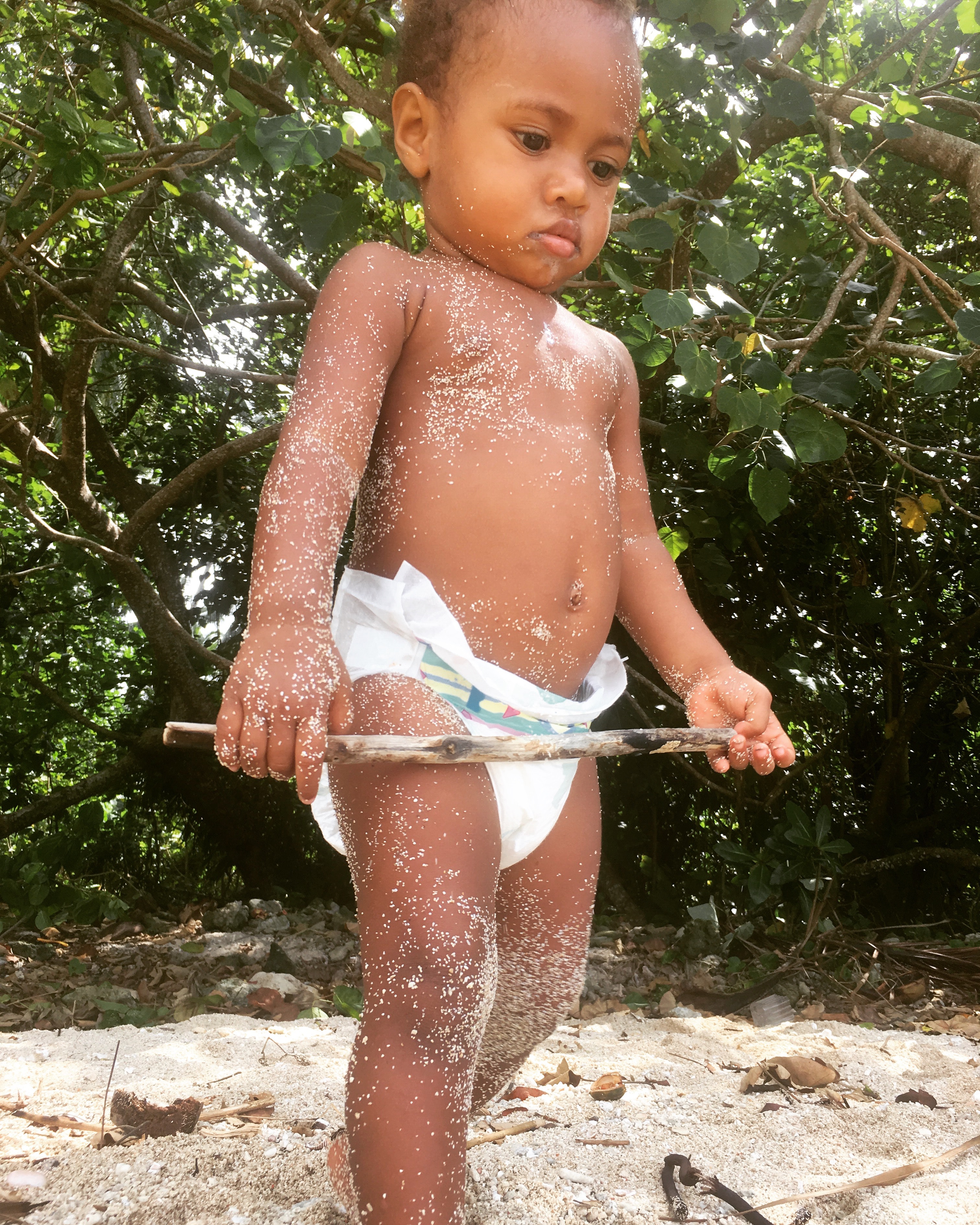 Standing Baby Wearing Diaper, Sand, Young, Wet, Wear, HQ Photo
