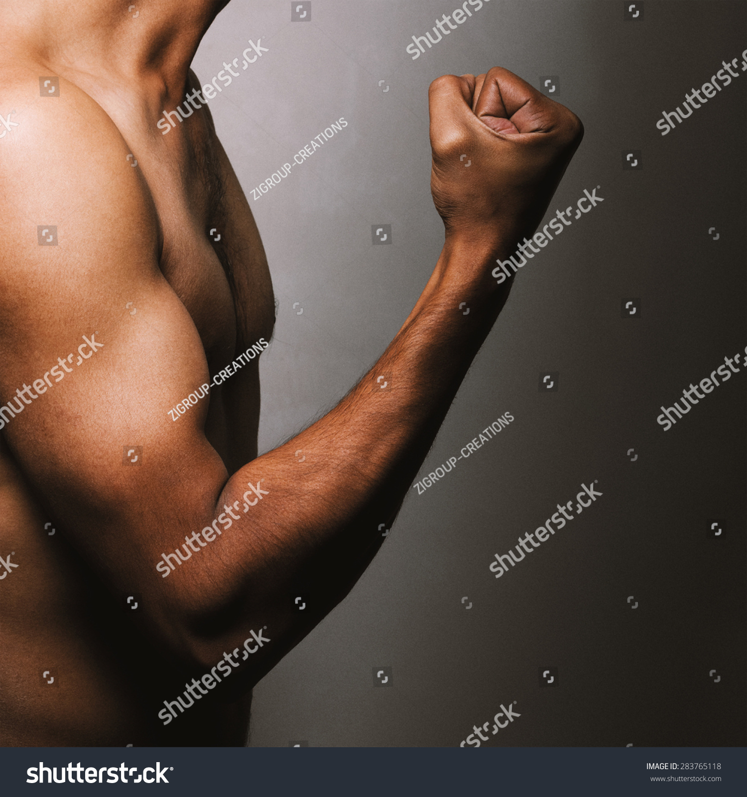 Close Portrait Shirtless Young Man Muscular Stock Photo 283765118 ...