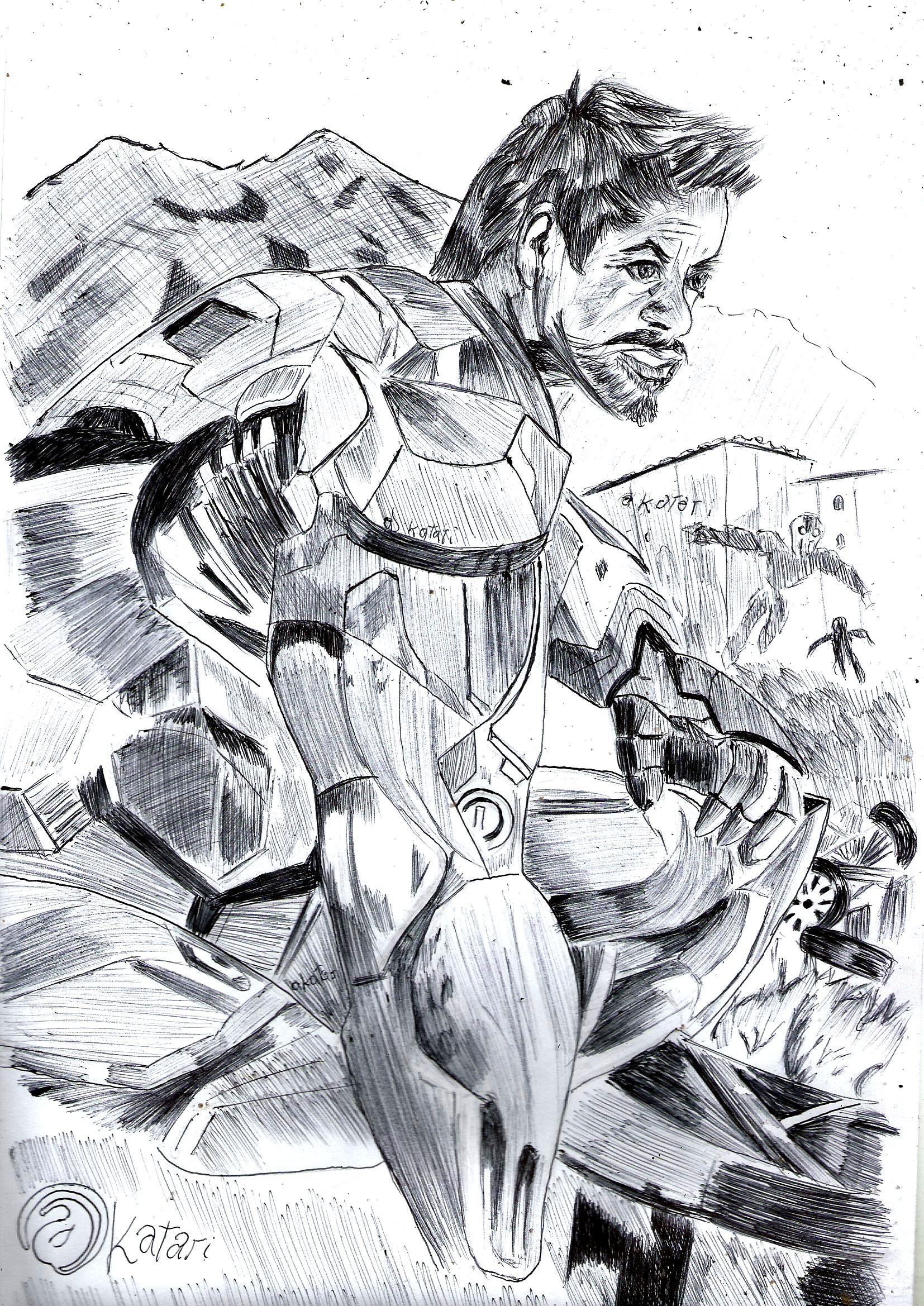IRON MAN - Tony Stark - Drawing Process @katari — Steemkr