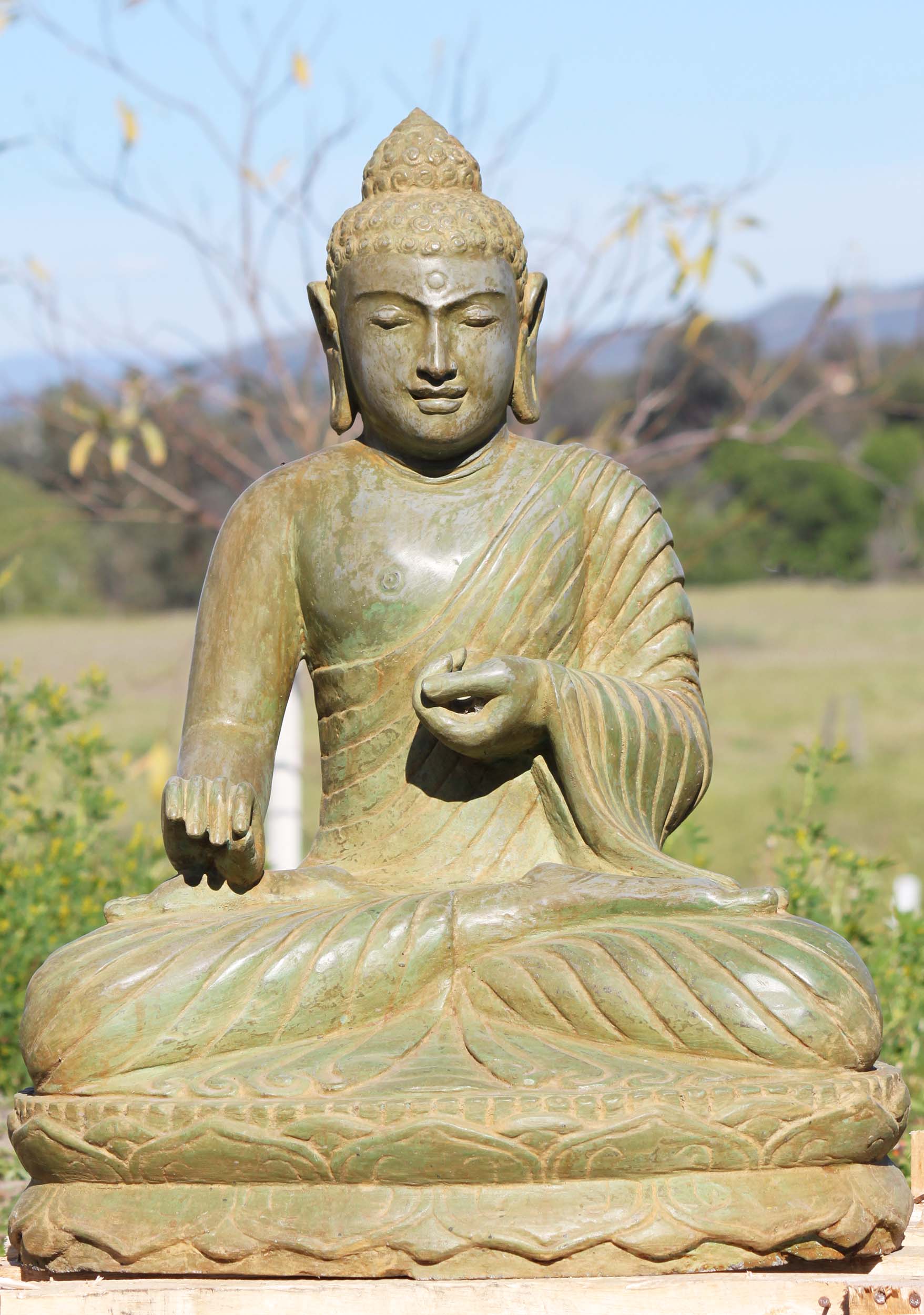 Stone Green Teaching Buddha Statue 28