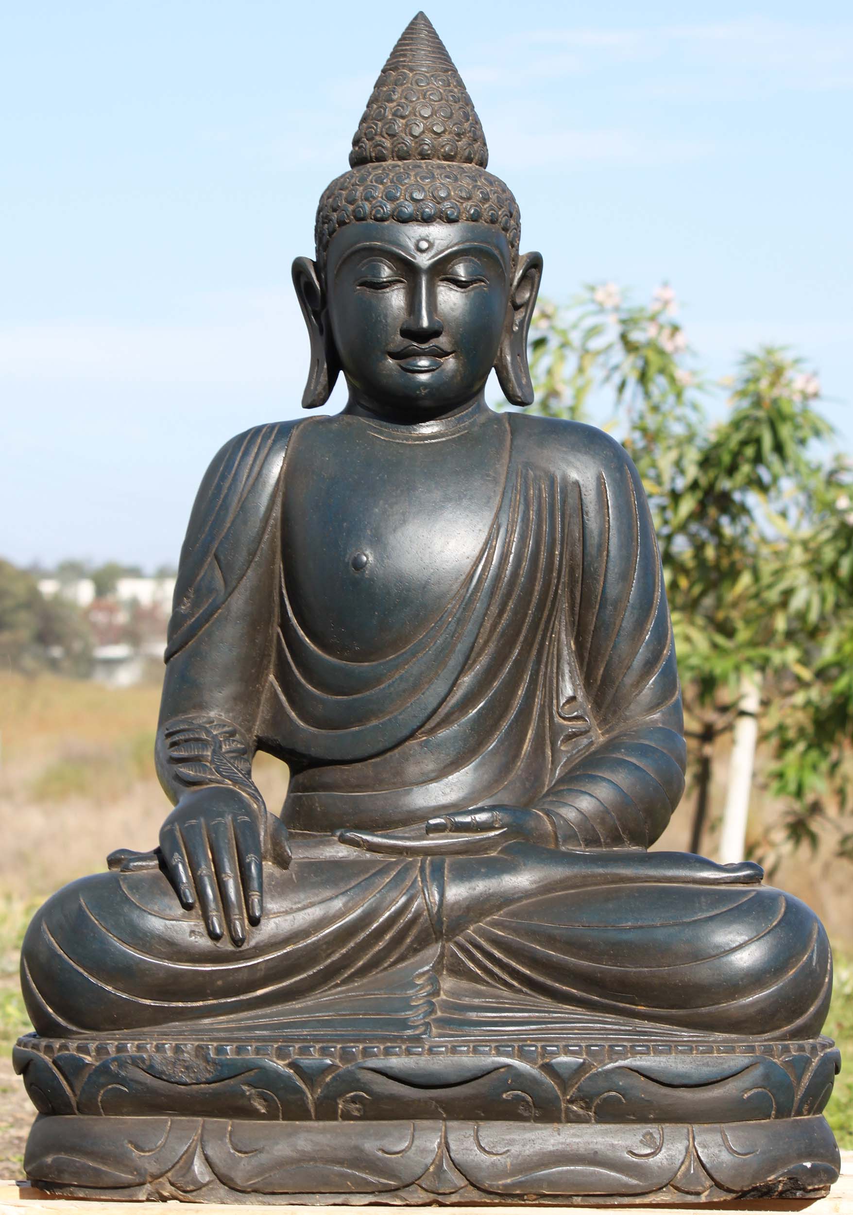 Stone Earth Touching Garden Buddha Statue 36