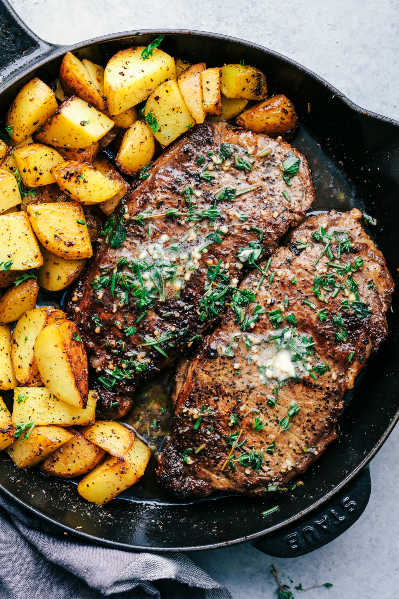 Skillet Garlic Butter Herb Steak and Potatoes | The Recipe Critic