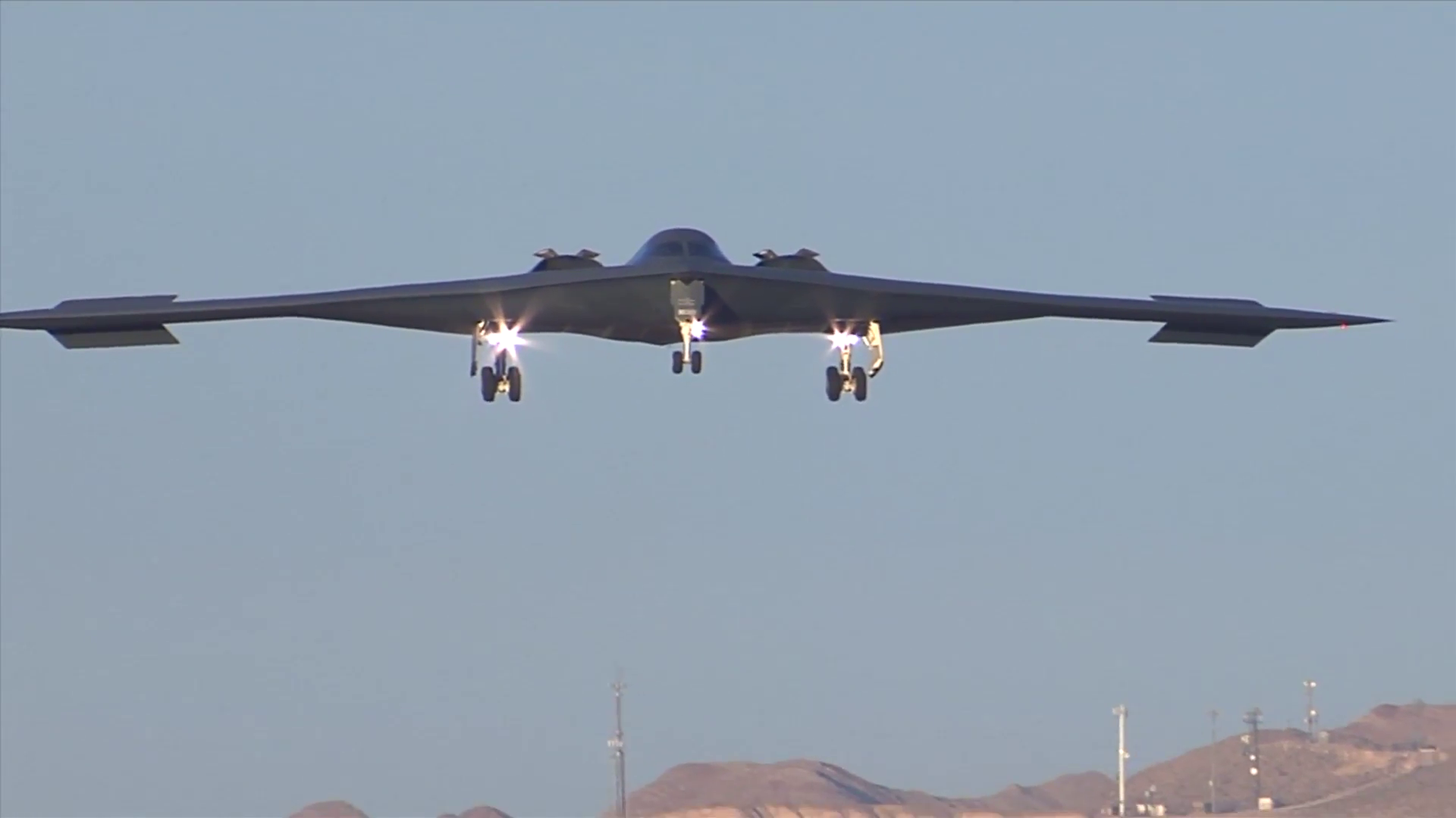 Whiteman B-2 Stealth Bomber Landing at Red Flag Stock Video Footage ...