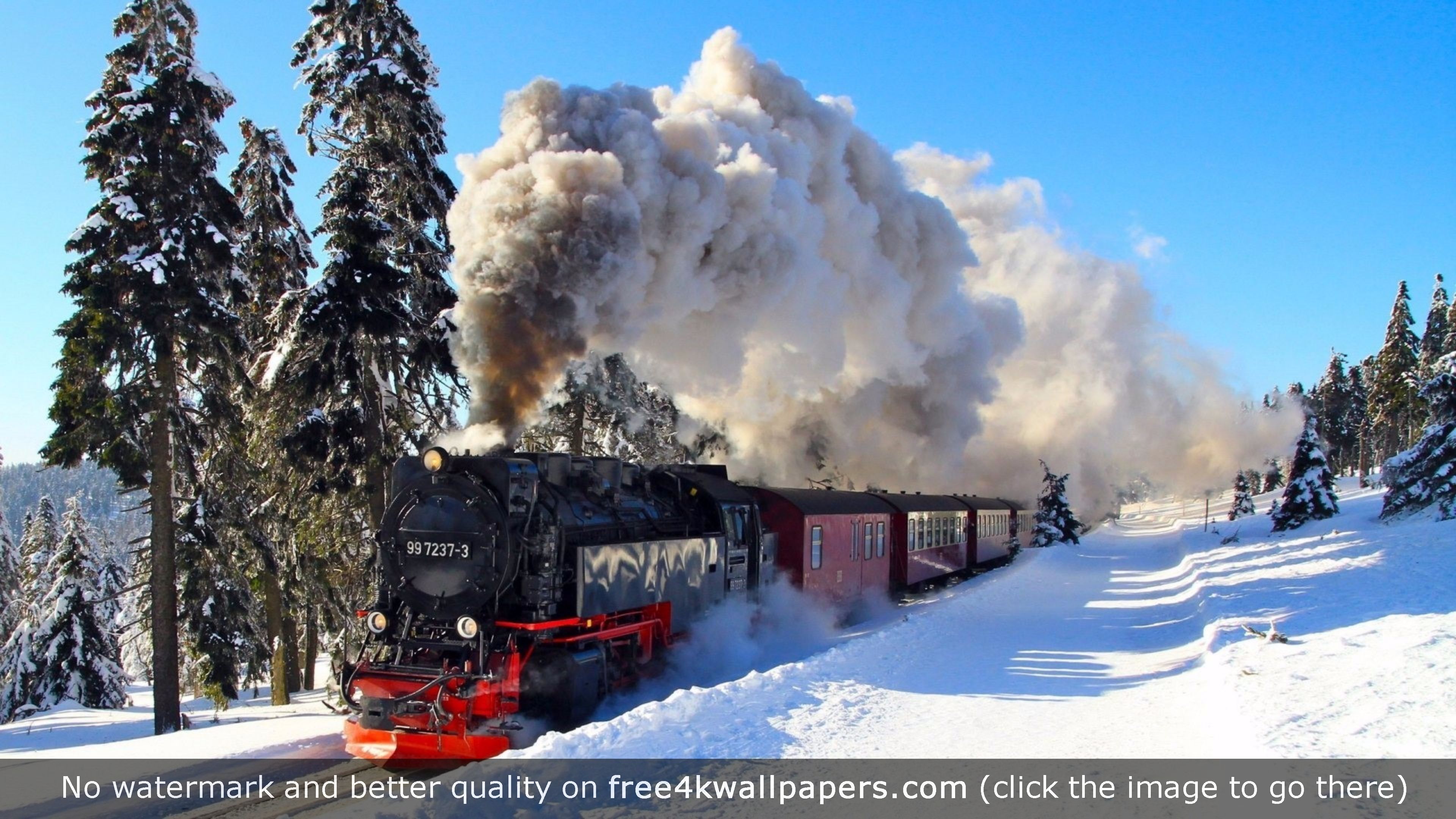 Train in Winter wallpaper https://free4kwallpapers.com/wallpaper ...