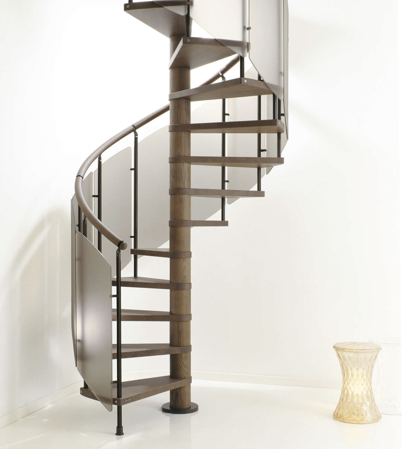 Spiral staircase / wooden steps / steel frame / wooden frame ...