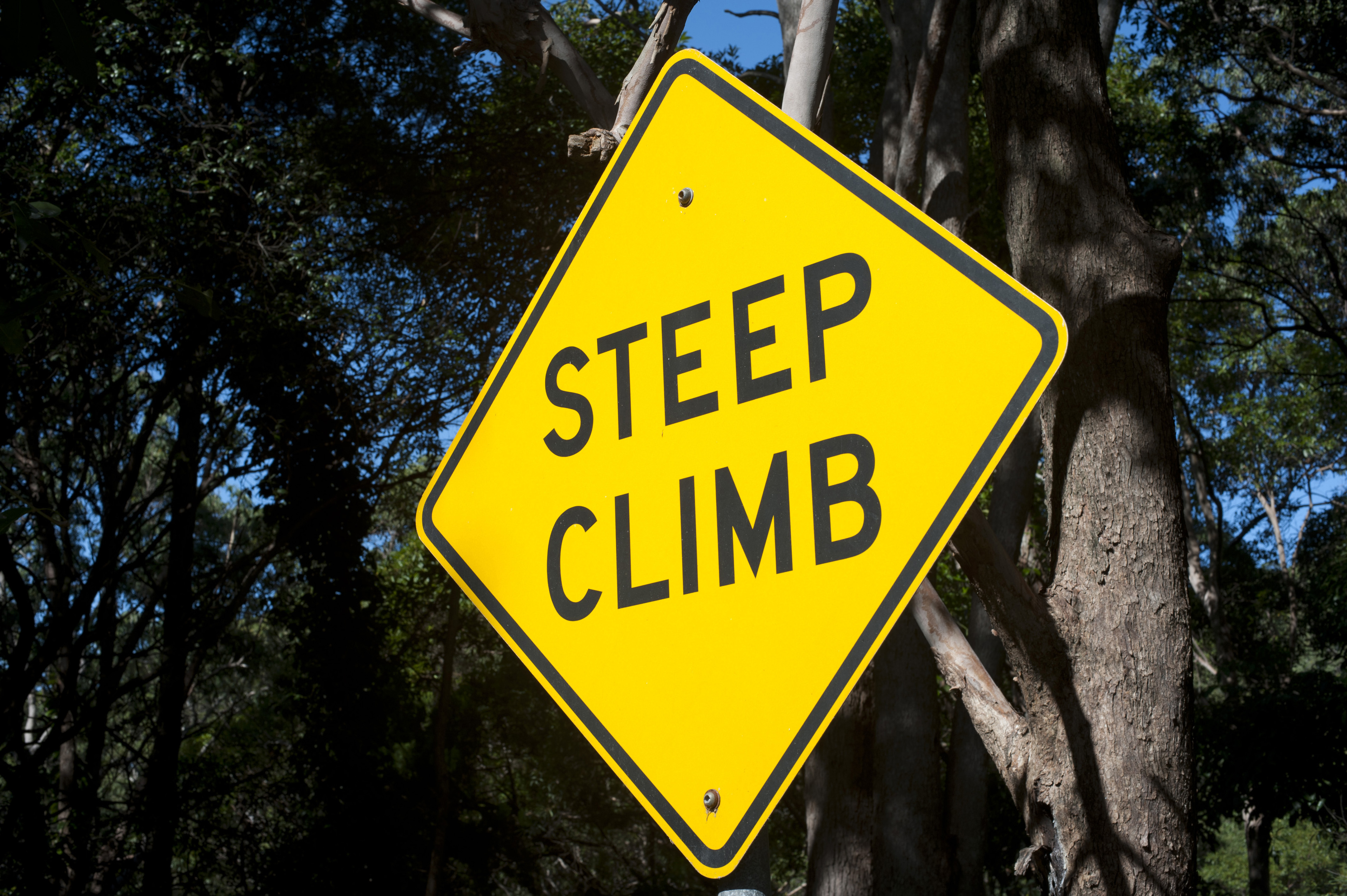 Image of Steep Climb Yellow Road Sign | Freebie.Photography