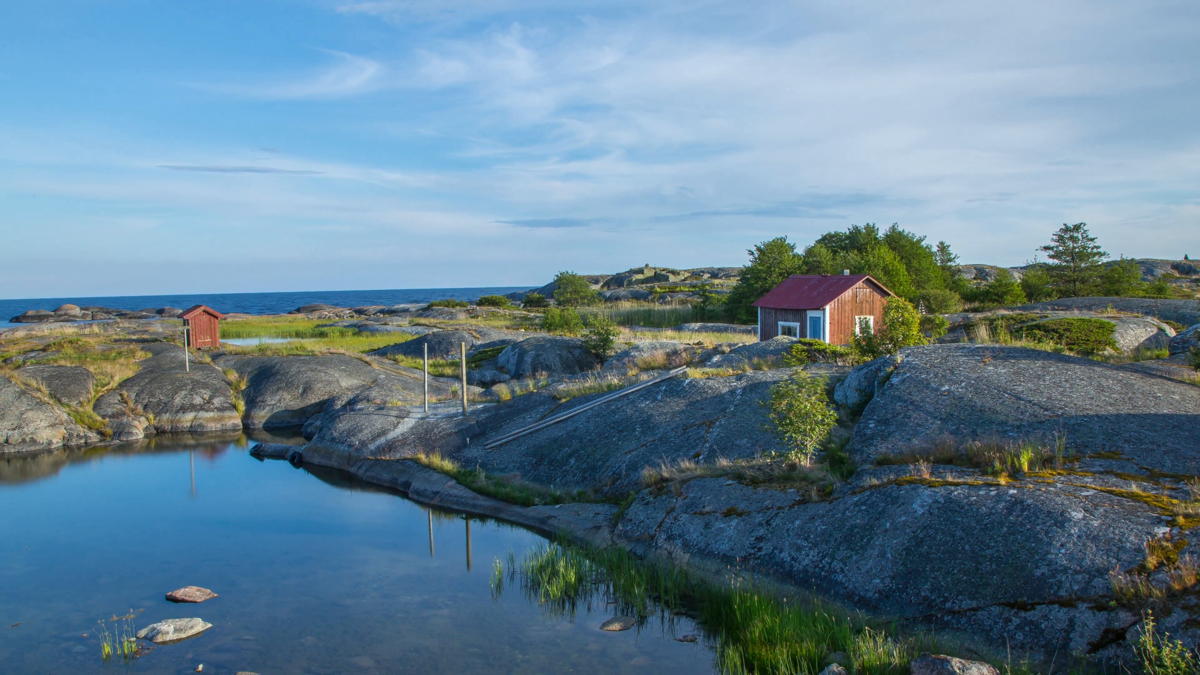 Stockholm archipelago, Sweden. Cabins on the island Horsten in the ...
