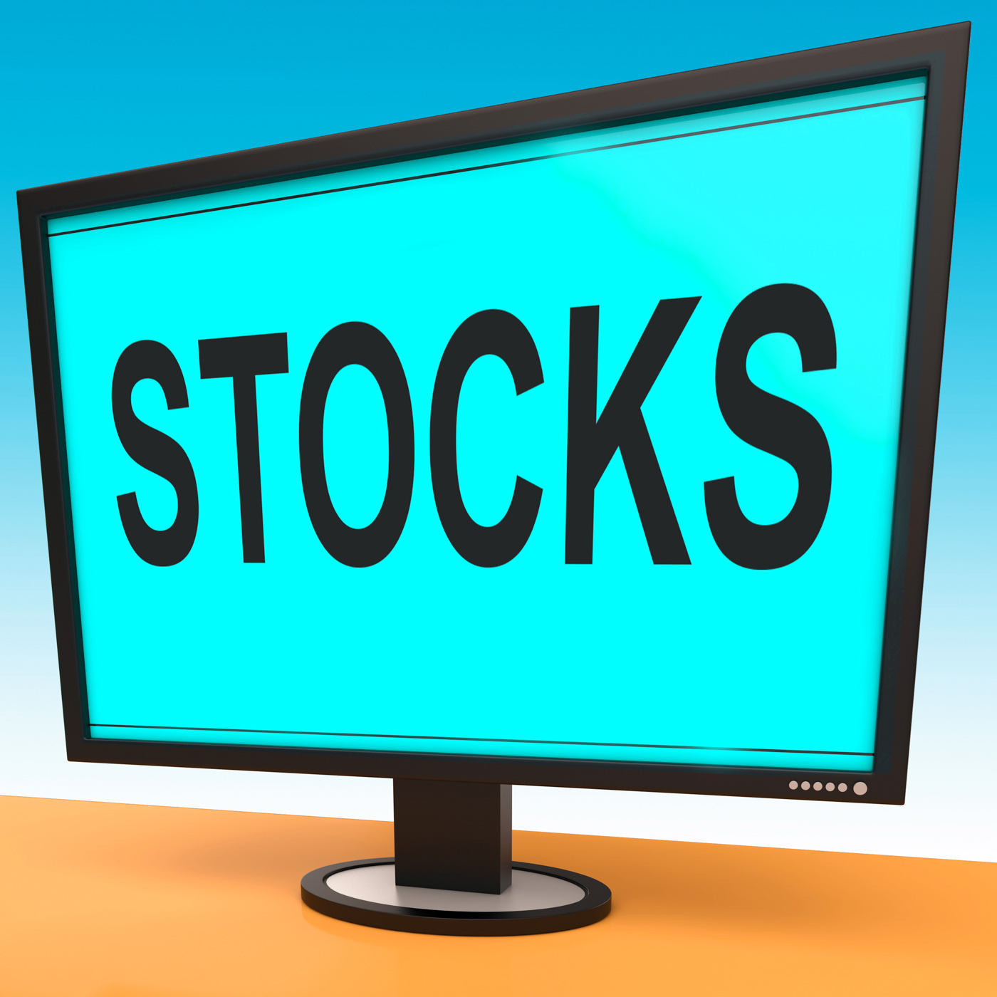 Stocks screen shows shares and stock market photo