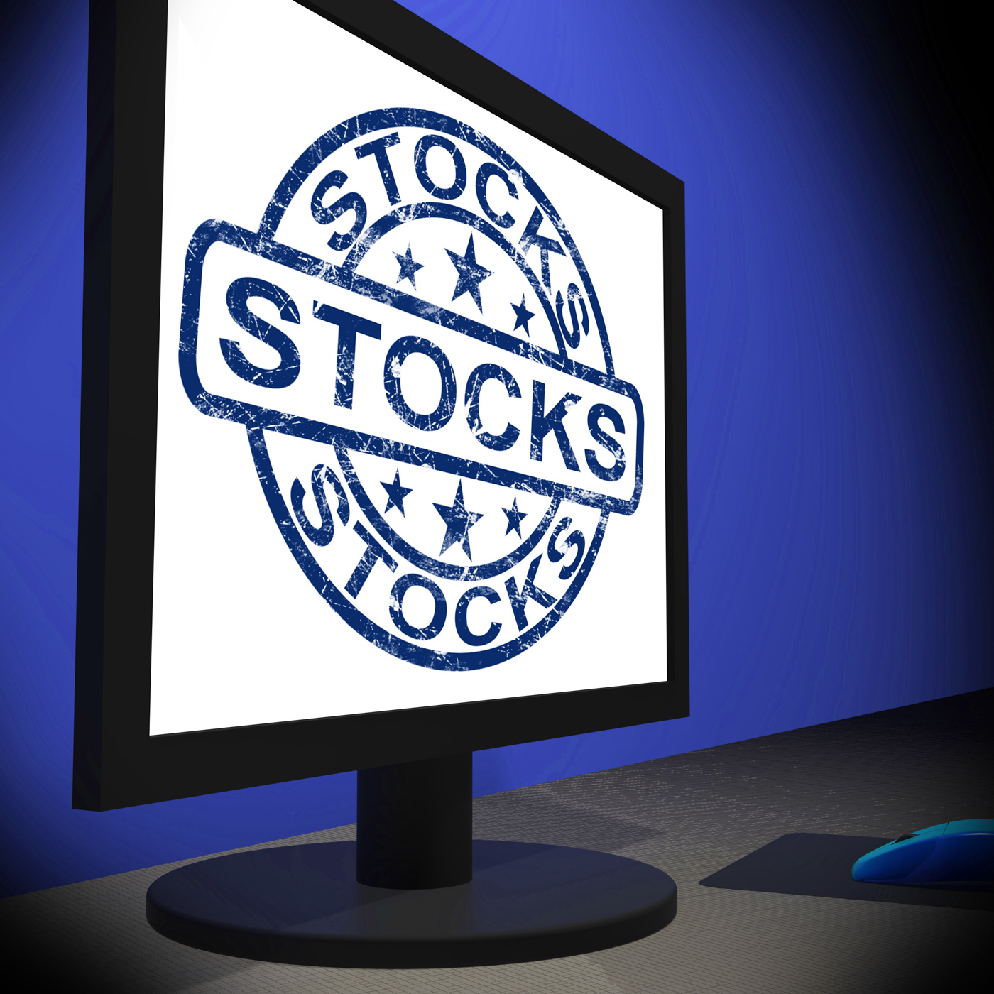 Stocks screen shows shares growth and stock market photo