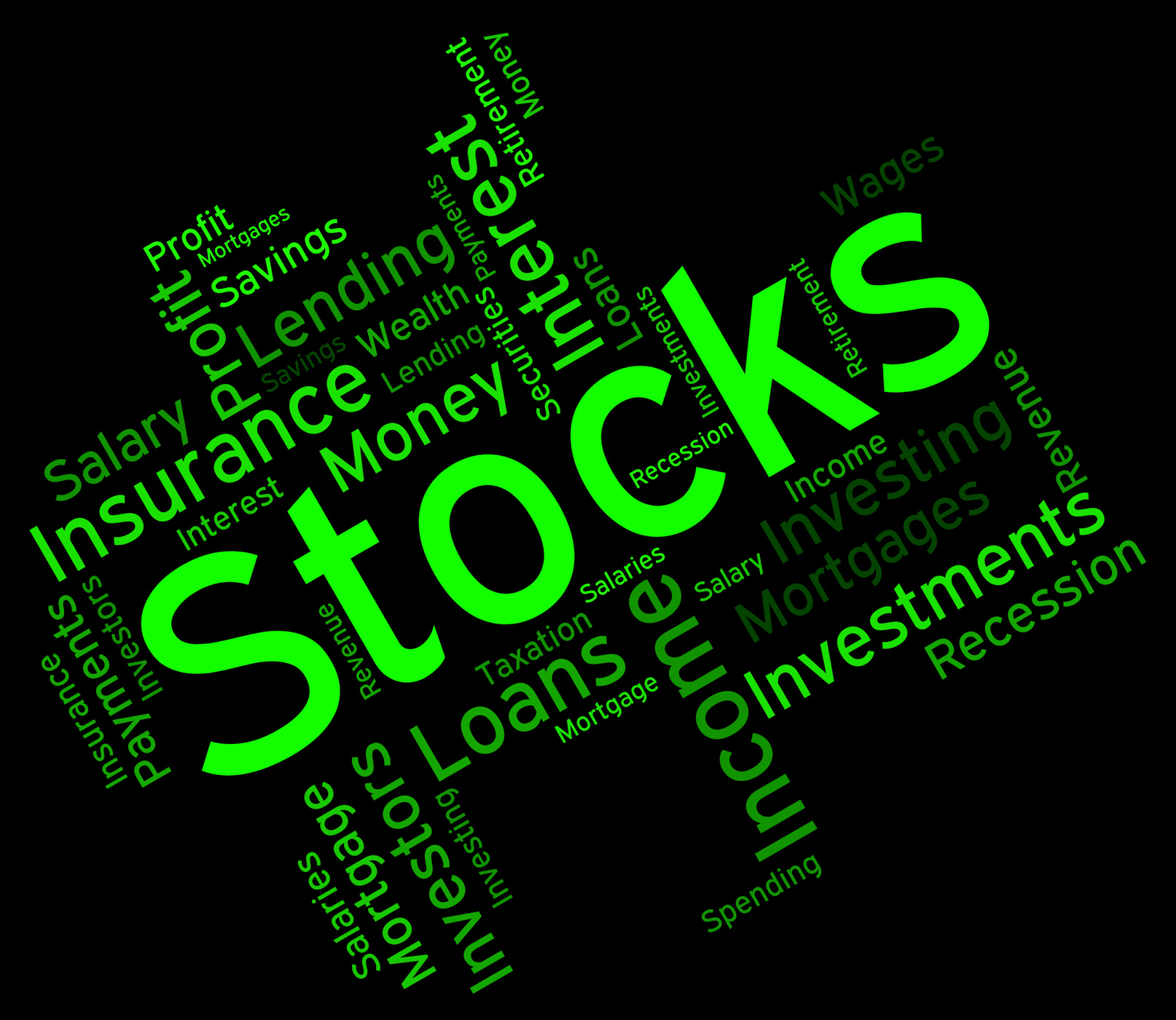 Stocks word means return on investment and growth photo