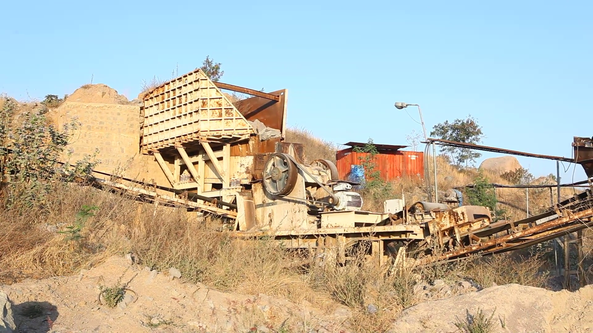 Stone crusher in mine quarry Stock Video Footage - Videoblocks