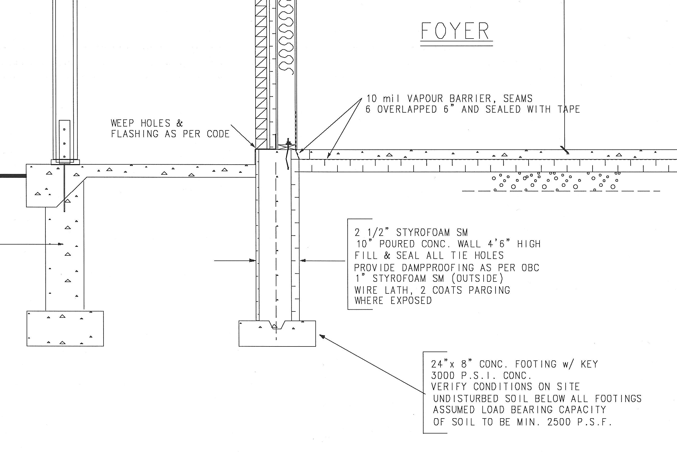 Frost wall foundation details for stone and siding construction ...