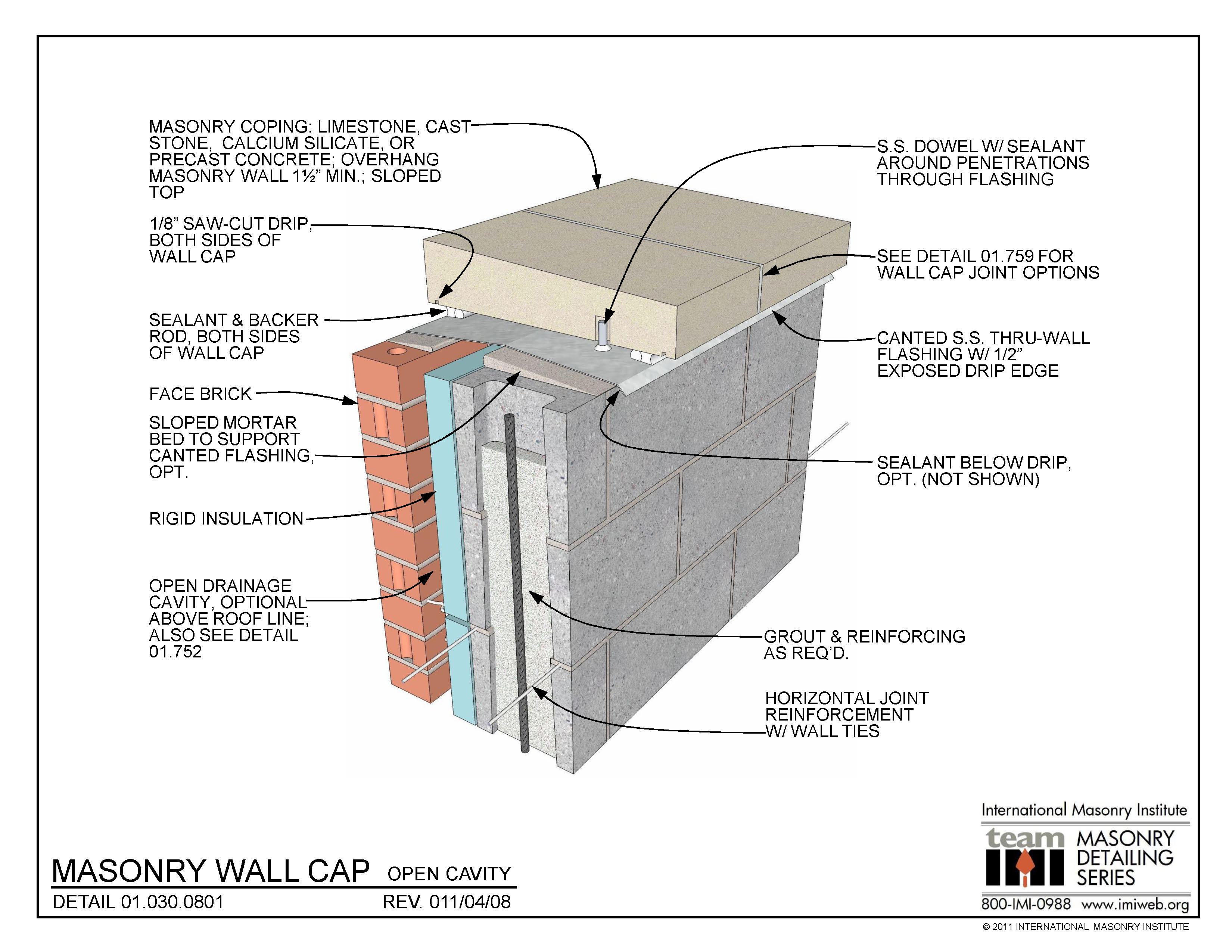 01.030.0801: Masonry Wall Cap - Open Cavity | International Masonry ...