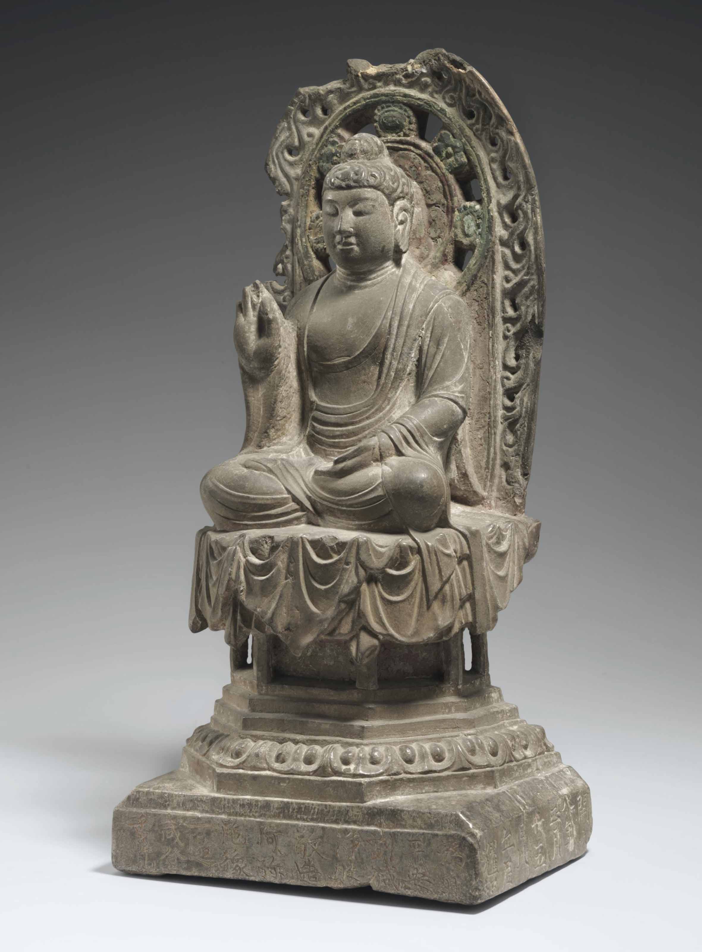 A DATED STONE FIGURE OF AMITABHA BUDDHA | TANG DYNASTY (AD 618-907 ...