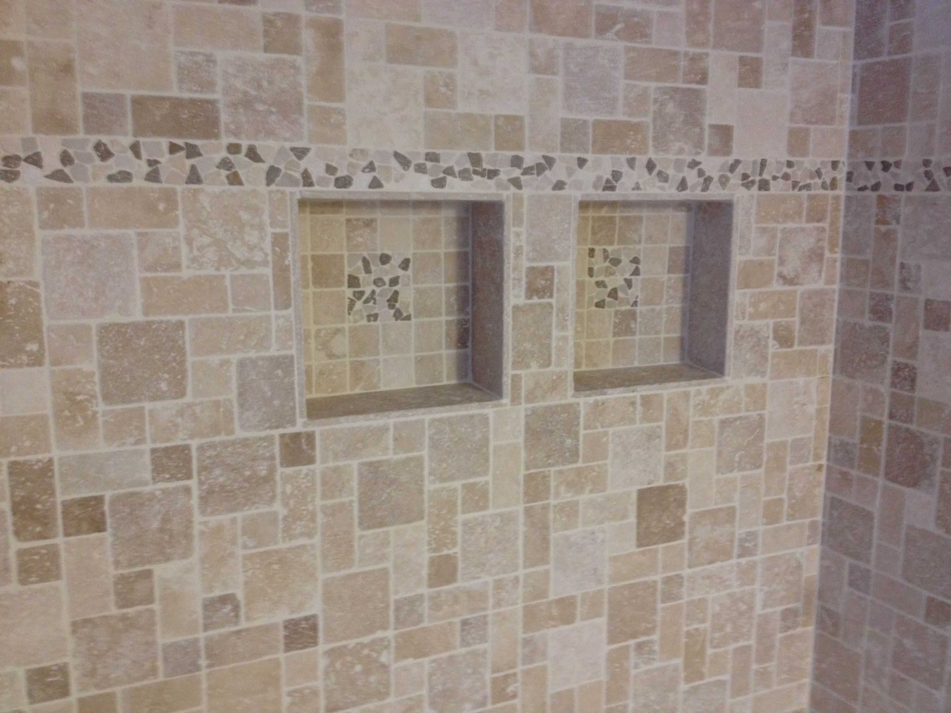 Double Shower Niches Tiled in Natural Stone. | Ideas for the House ...