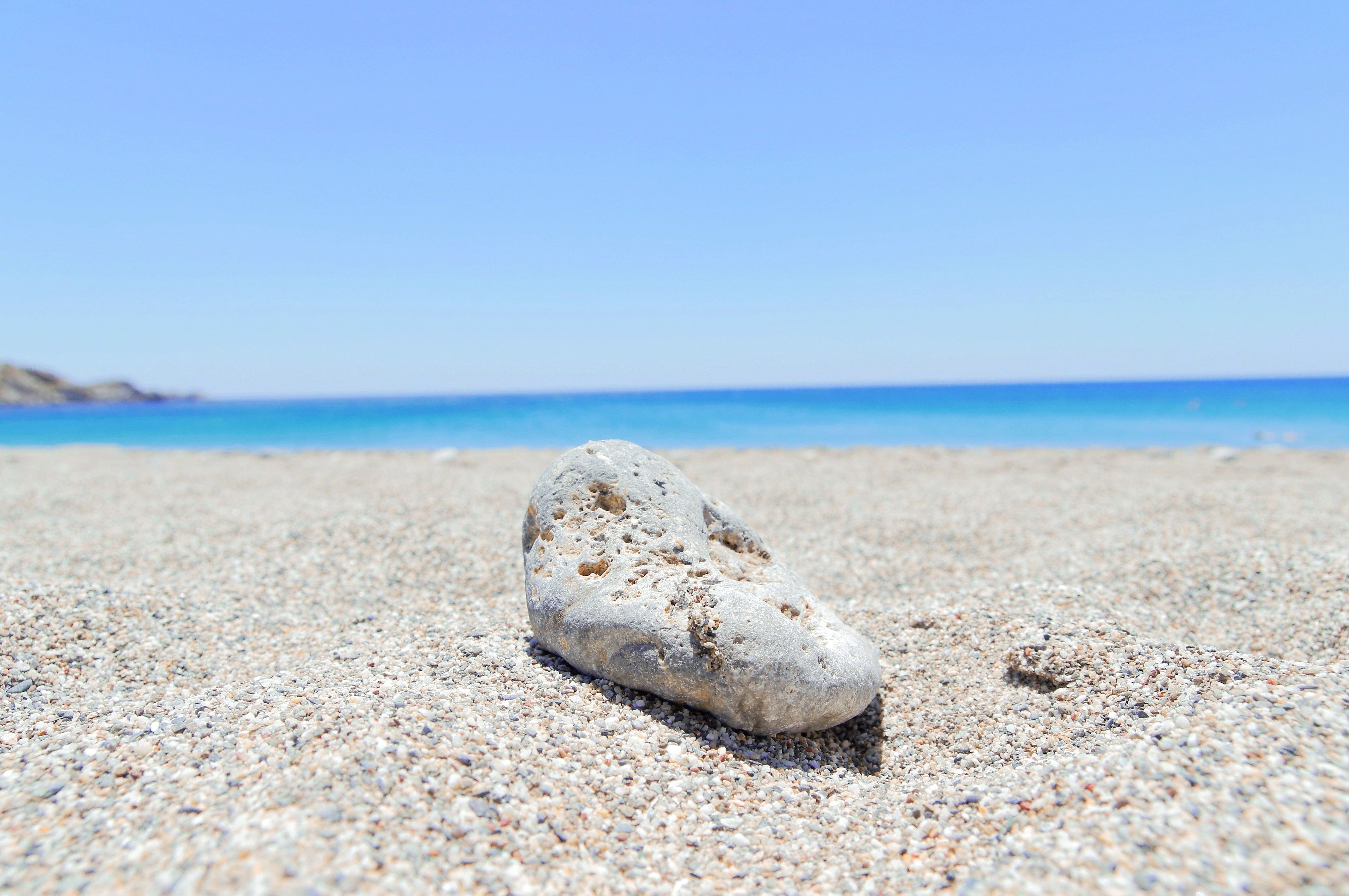 Free picture: stone, beach, sand, blue sky, rock, summert time, ocean