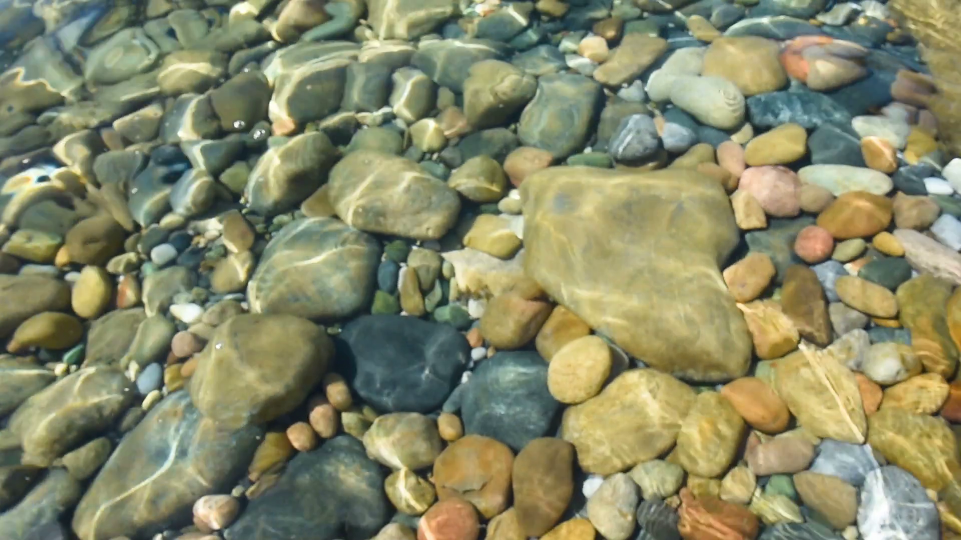 Footage of stones underwater distorted by the water surface Stock ...