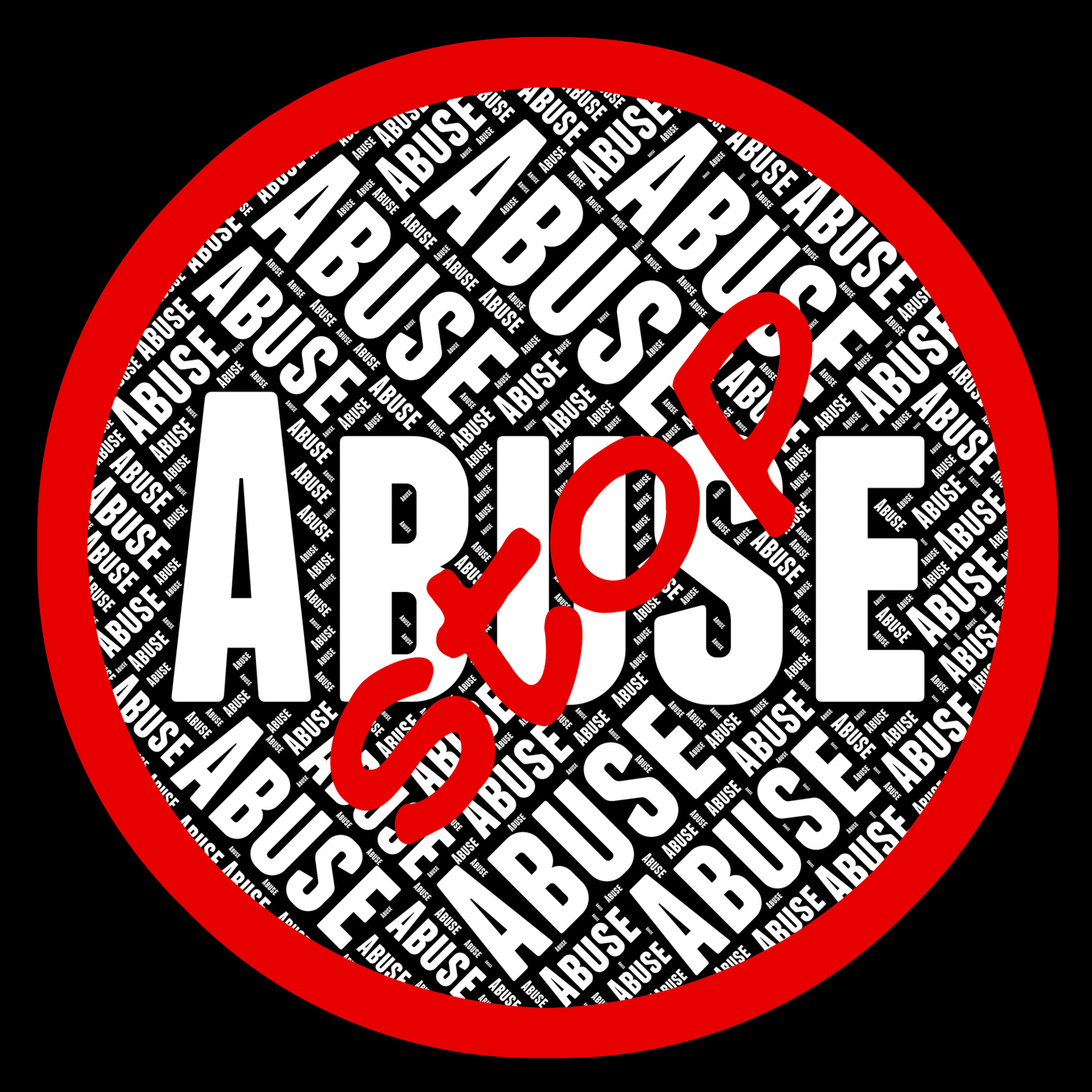 Stop abuse represents warning sign and abused photo