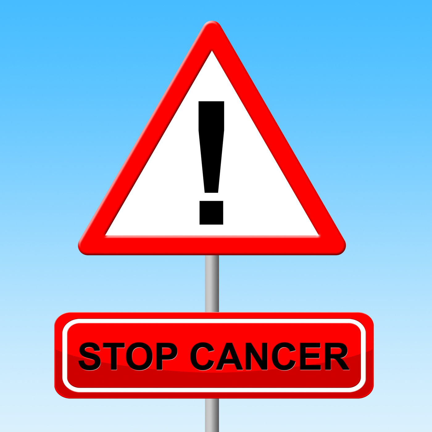 Stop cancer shows warning sign and danger photo