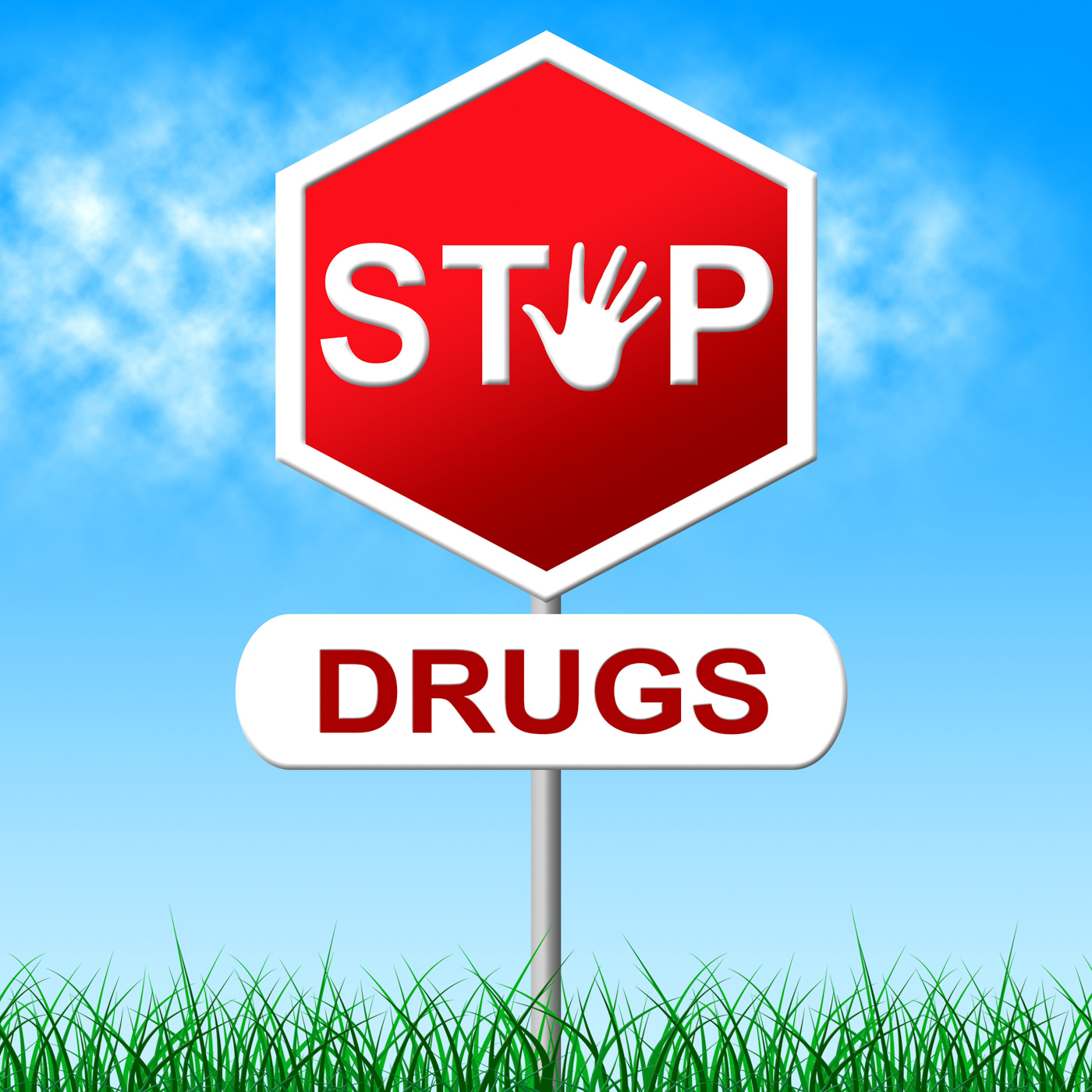 Stop drugs represents warning sign and cocaine photo