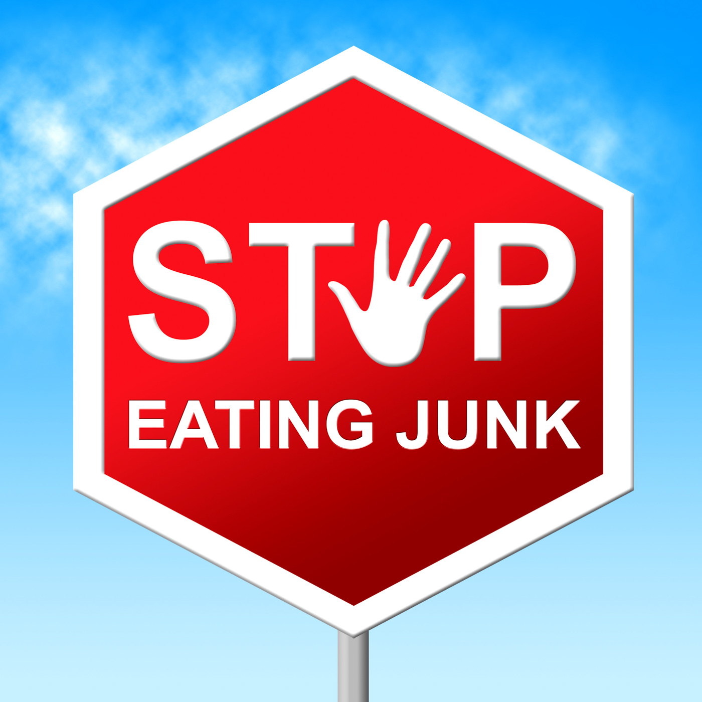 Stop eating junk indicates fast food and control photo