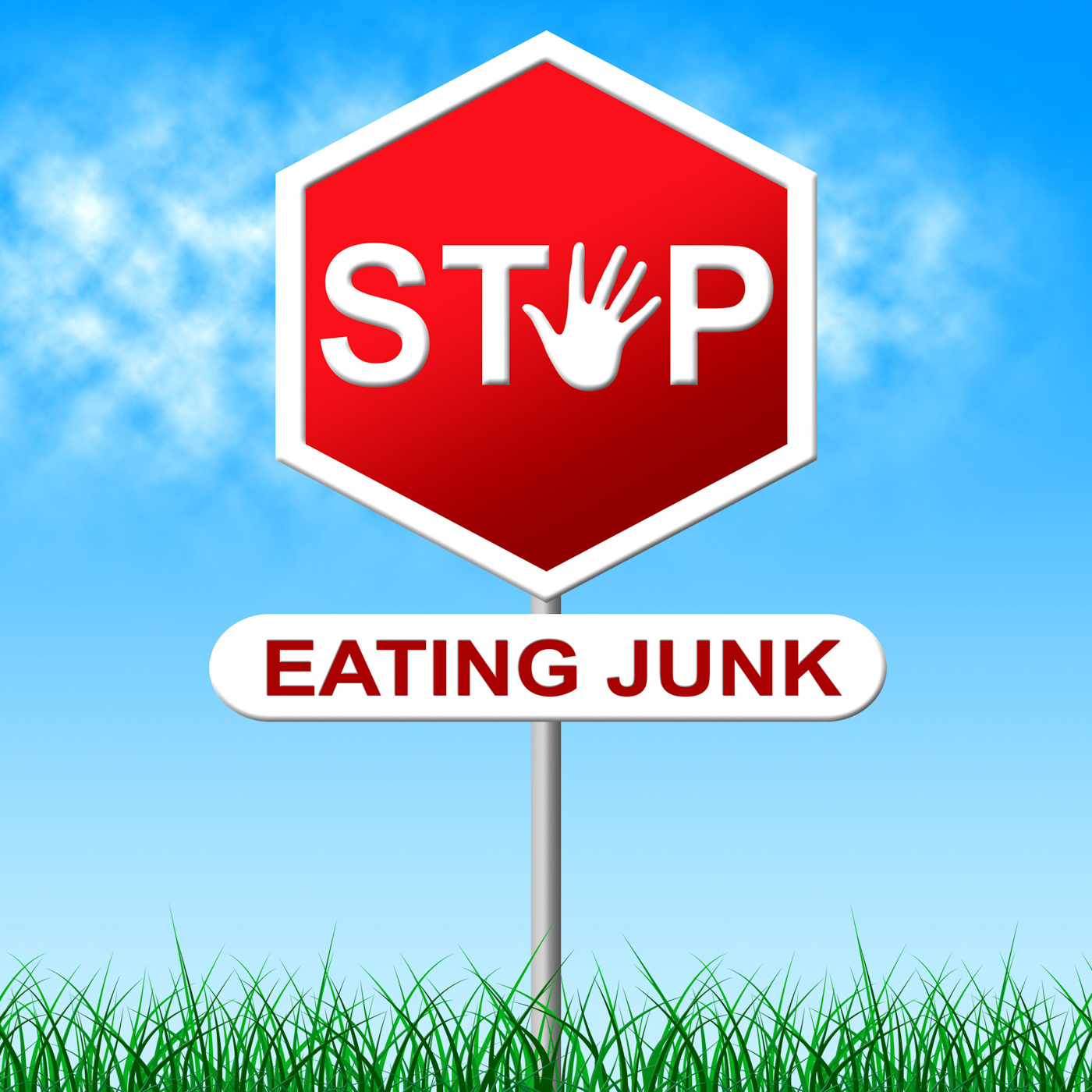 Stop eating junk indicates fast food and control photo
