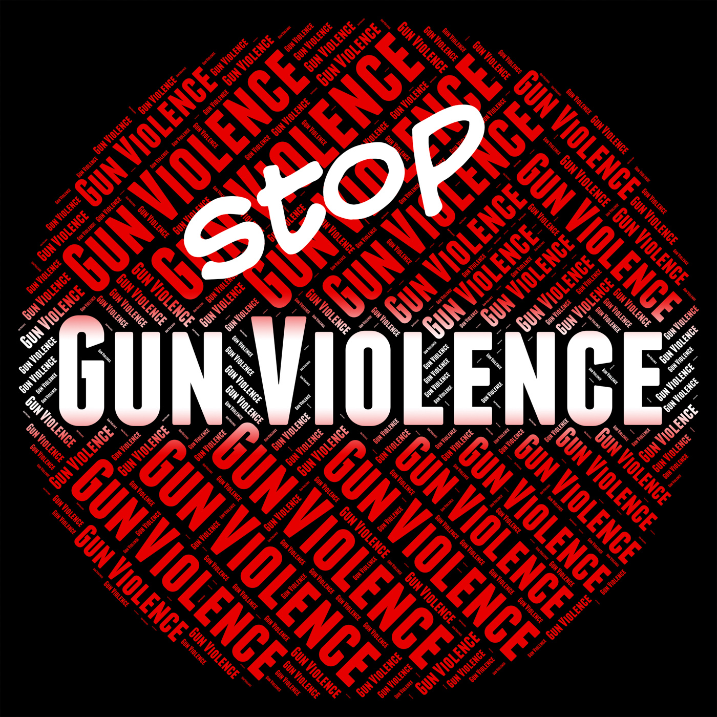 Stop gun violence shows brute force and brutality photo